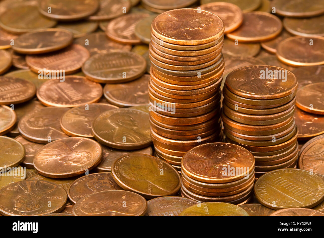 Piles de Penny Banque D'Images