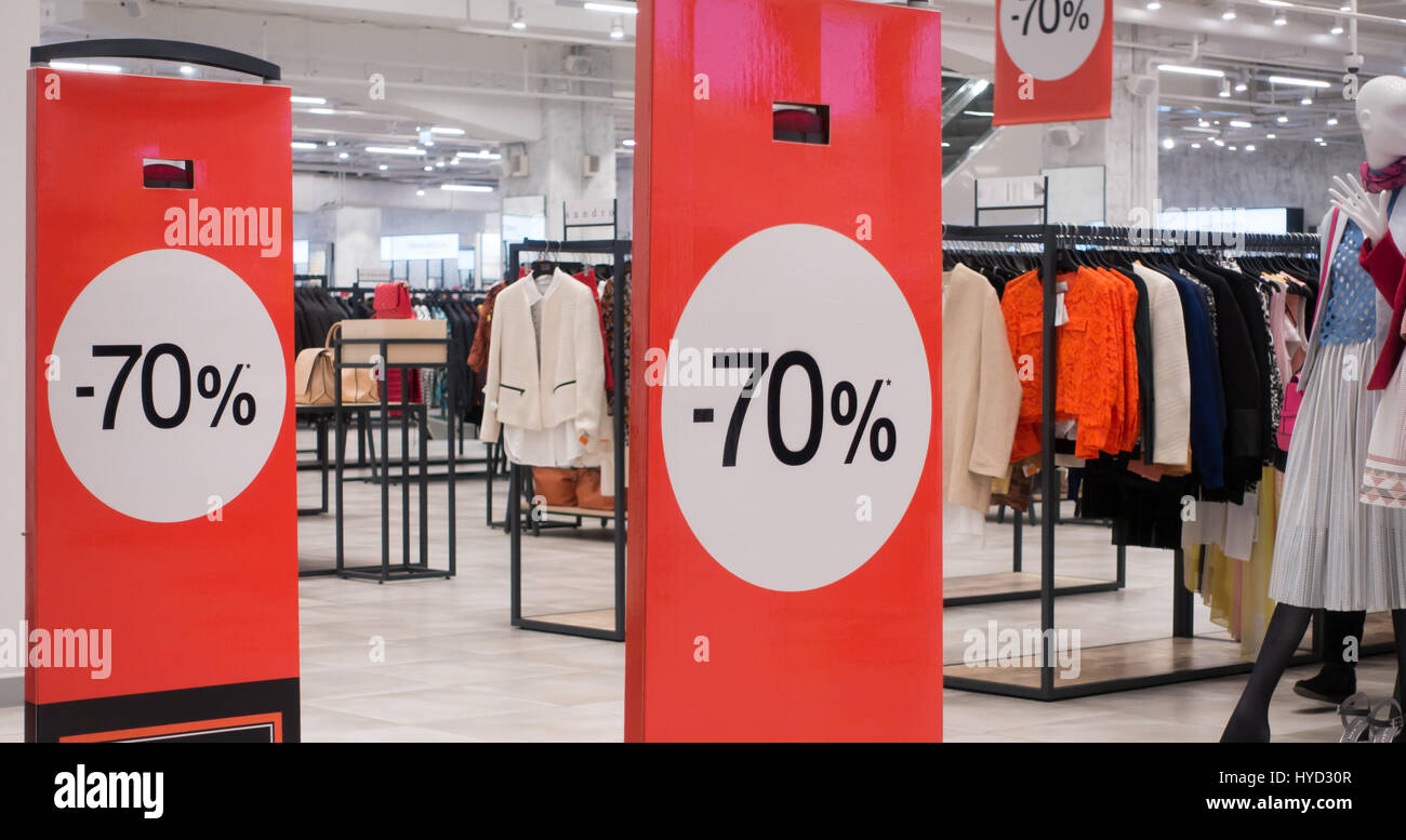 70 vente au bandeau mall Banque D'Images