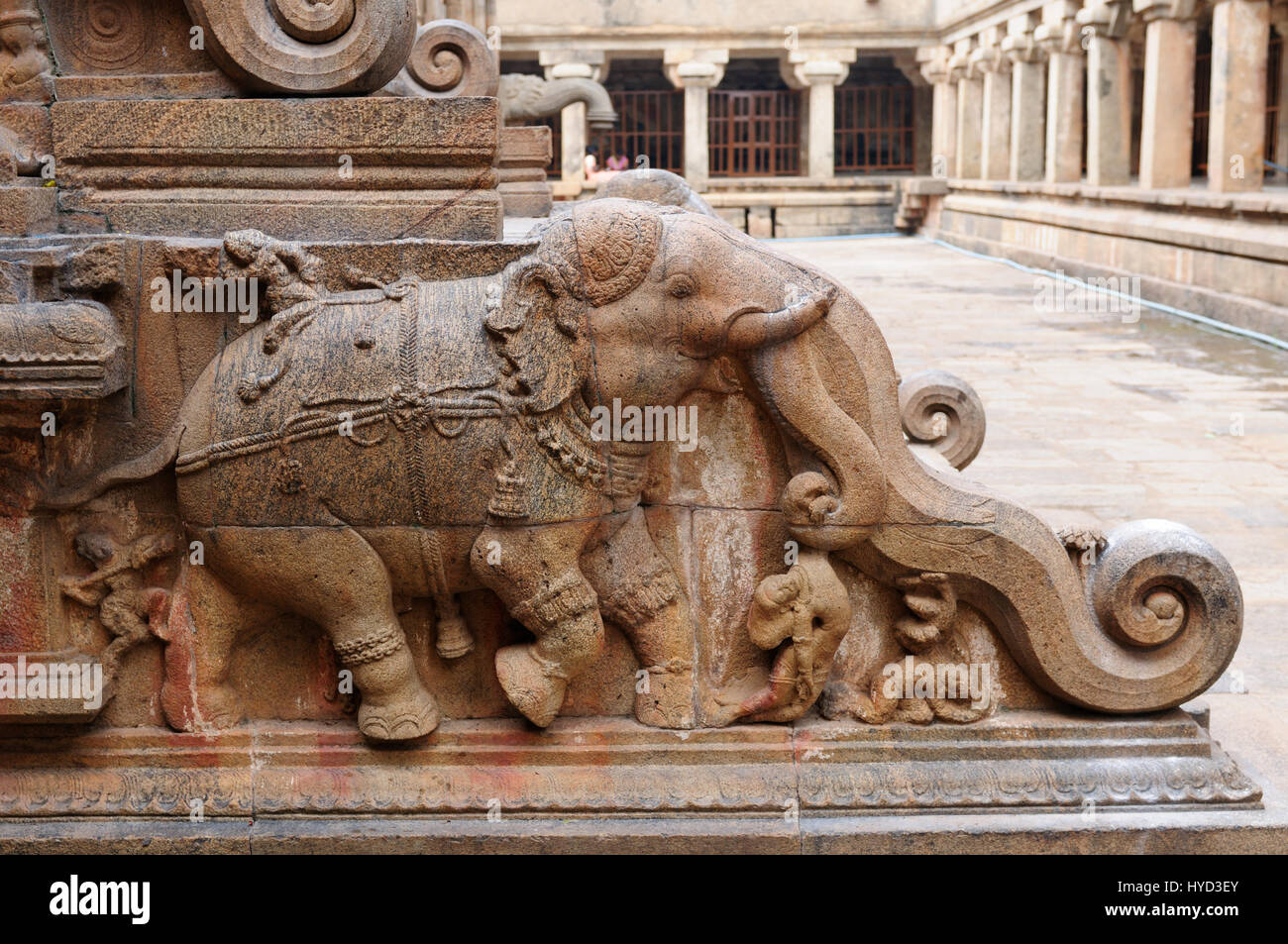 Hindu Brihadeeswarar du Rhône. Tamil Nadu, Inde (UNESCO) Banque D'Images