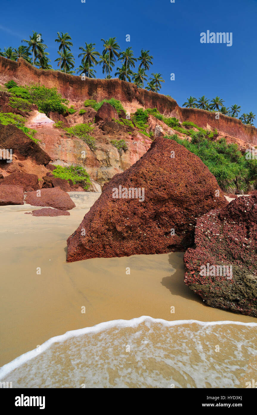 Plage de Varkala falaise exotiques. Kerala. L'Inde Banque D'Images