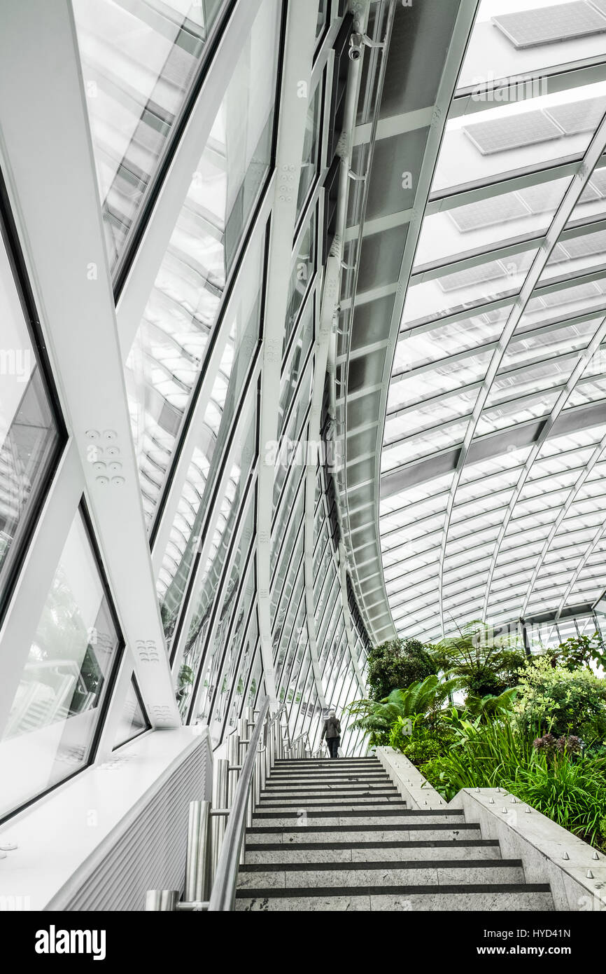 Escalier le long du côté de la Sky Gardens au bâtiment de talkie-walkie, 20 Fenchurch Street, City of London, en Angleterre. Banque D'Images