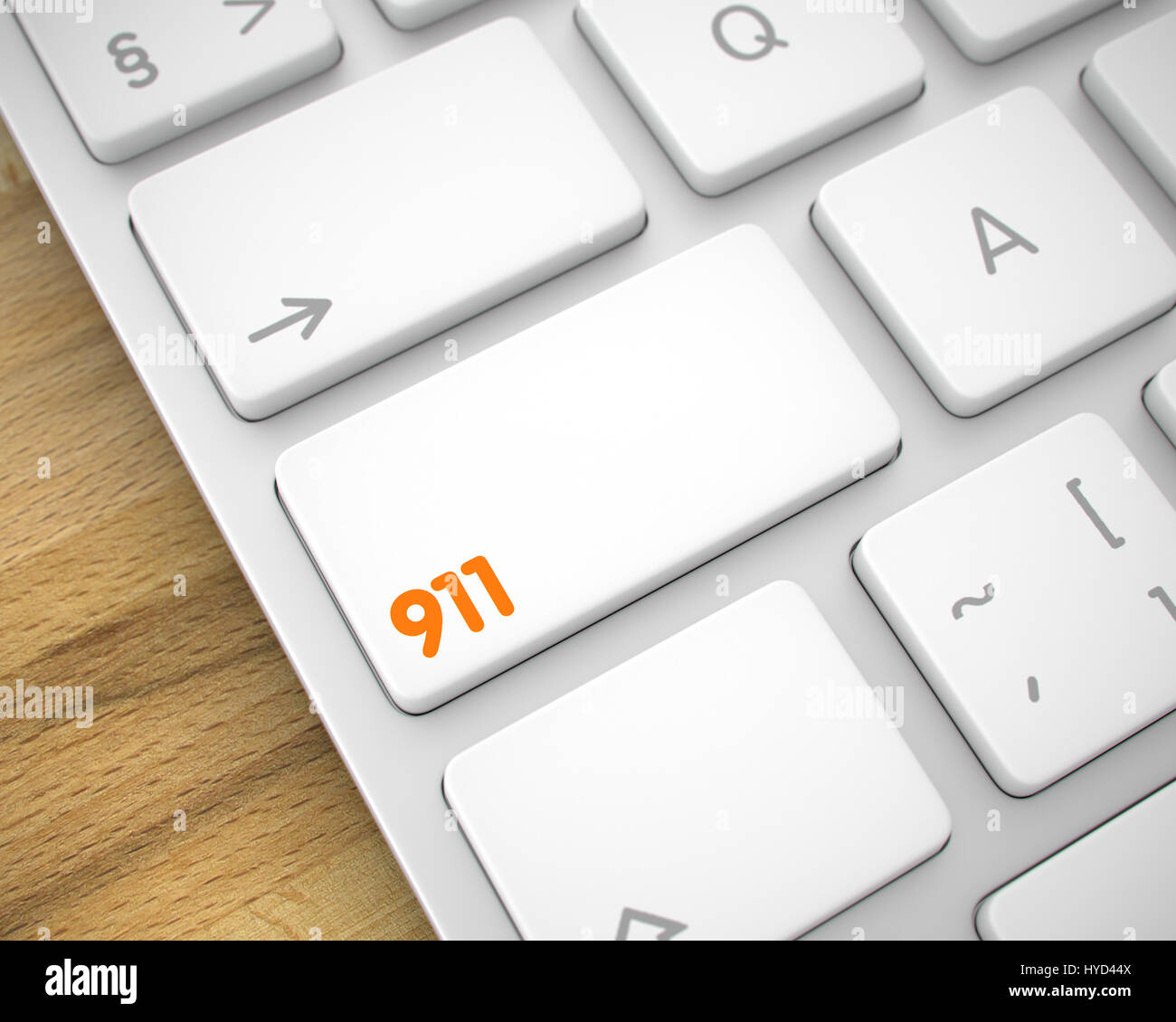911 - Inscription sur Clavier blanc. 3D. Banque D'Images