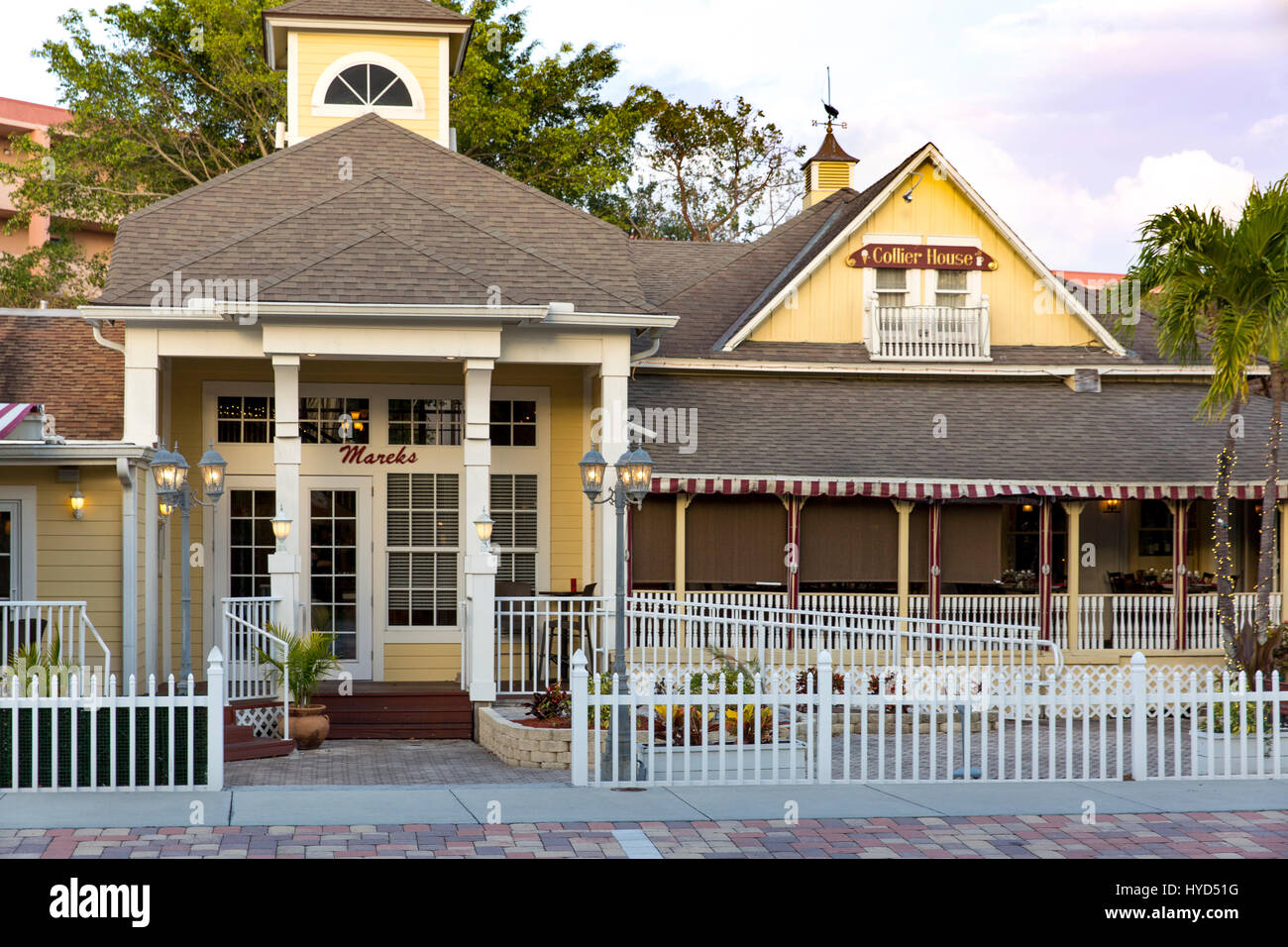 Le capitaine William D. (Bill) Colliers Accueil (b) 1882 - maintenant Mareks restaurant, Marco Island, Naples, Florida, USA Banque D'Images