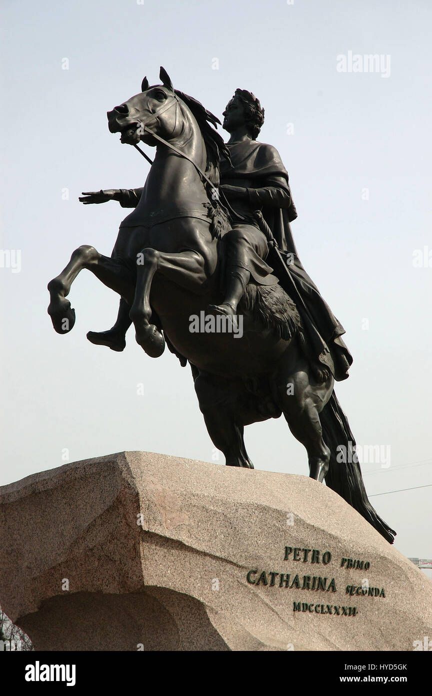 Pierre la Grande statue - l'Horseman de bronze est une statue équestre de Pierre le Grand sur la place du Sénat, Sankt-Peterburg, Russie Banque D'Images
