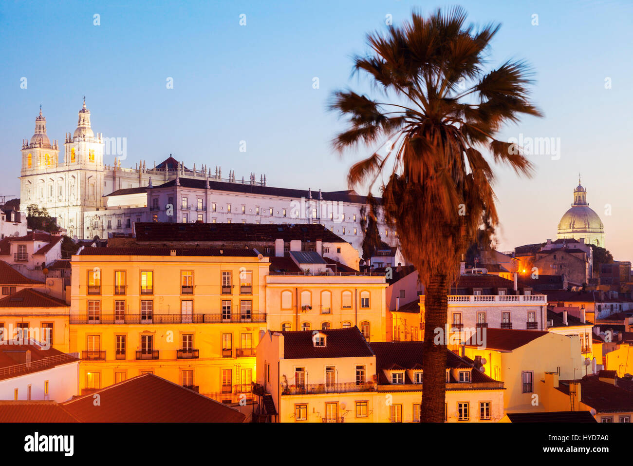 Panorama de la vieille ville de Lisbonne. Lisbonne, Portugal. Banque D'Images