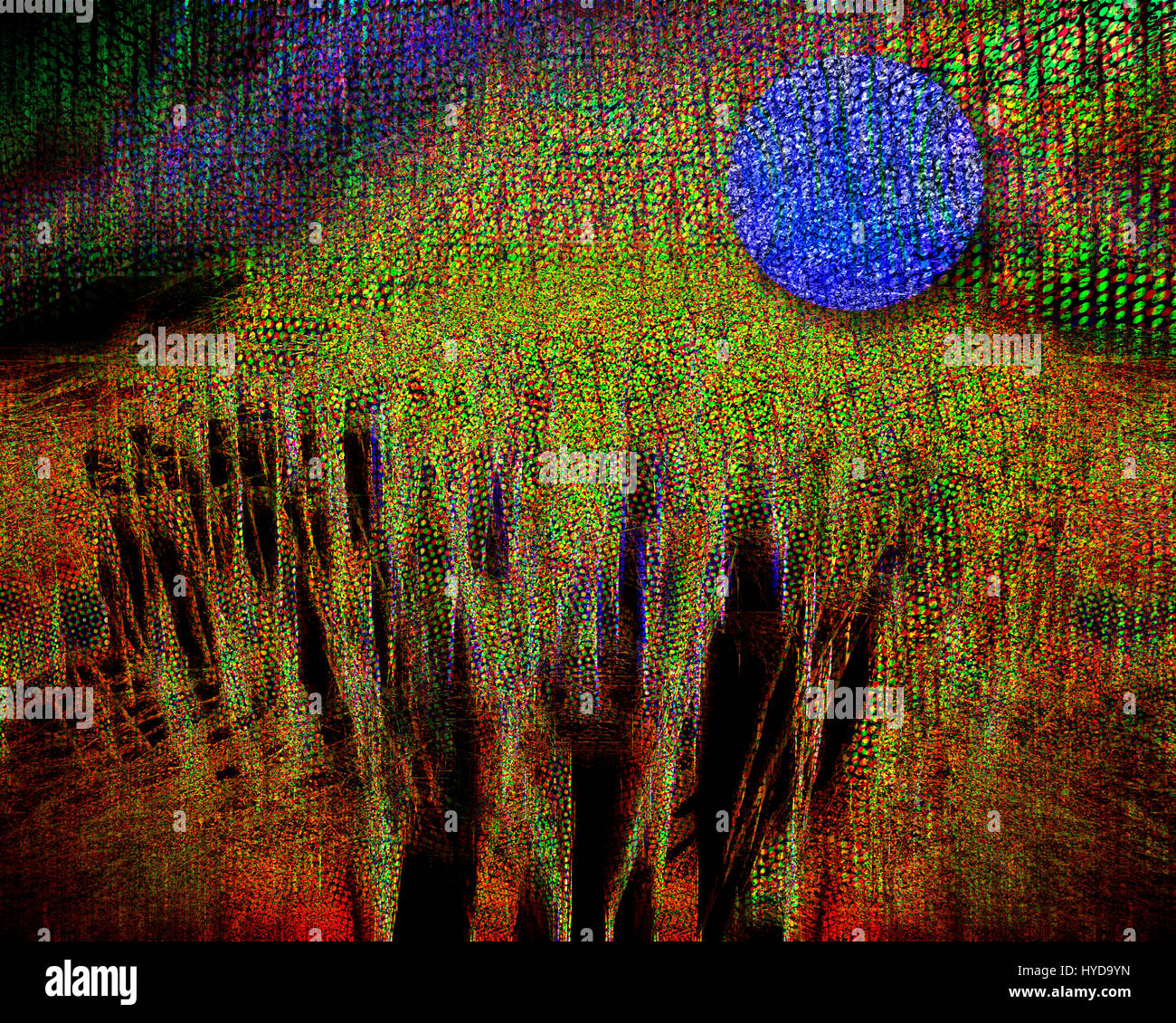 L'art numérique : une fois dans une Lune Bleue (Pointillisme) Banque D'Images