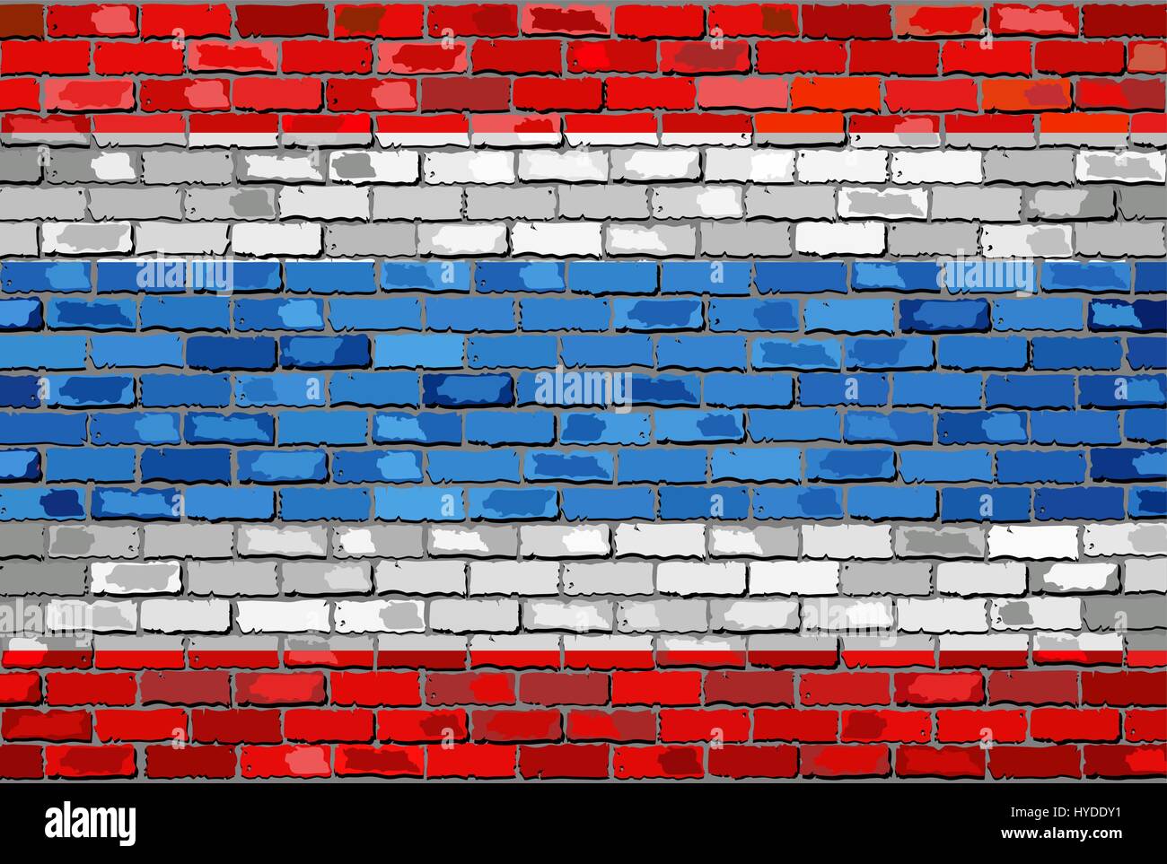 Pavillon de la Thaïlande sur un mur - Illustration, Royaume de Thaïlande drapeau sur fond texturé en brique Illustration de Vecteur