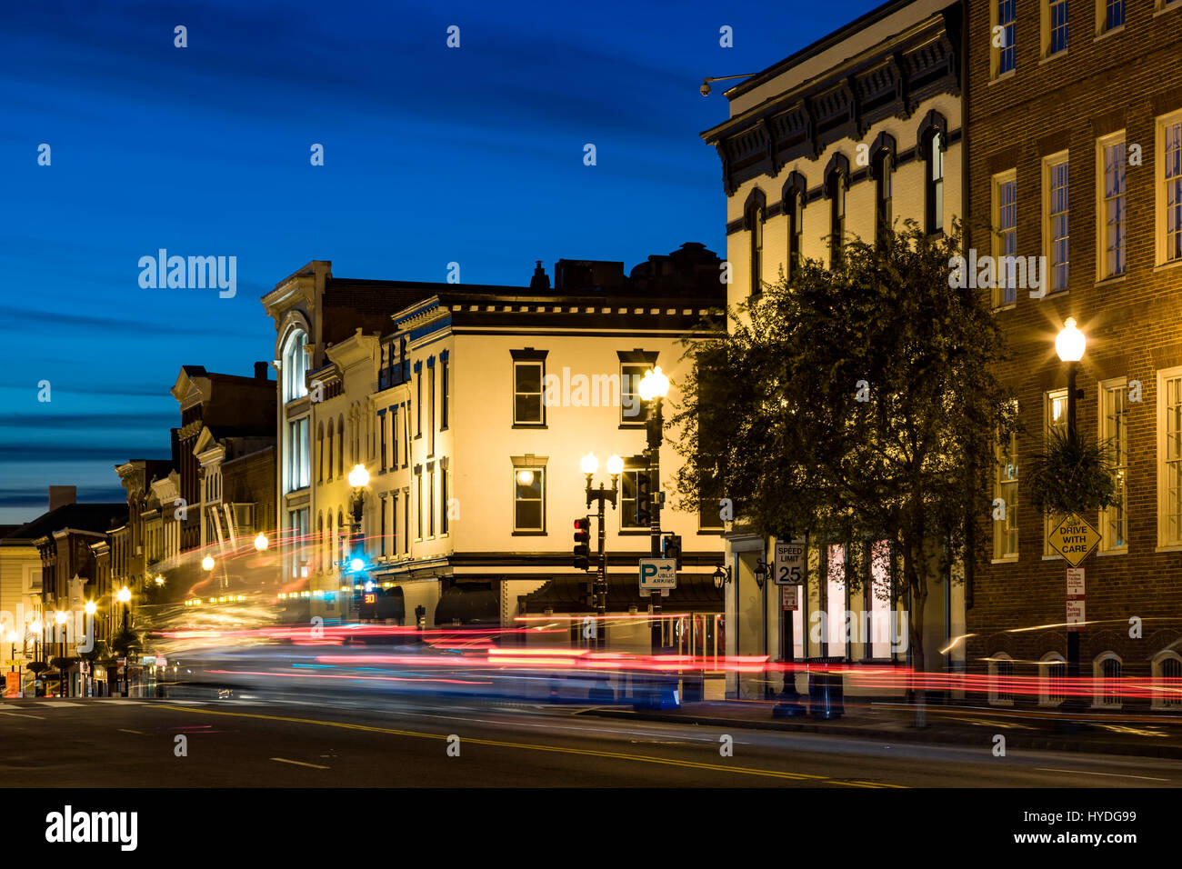 Traces légères, le centre-ville de Georgetown, Washington, District de Columbia, États-Unis Banque D'Images