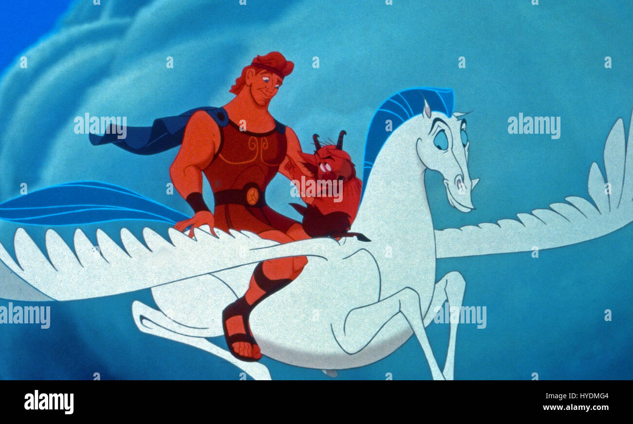 Hercules, USA 1997, Regie : Ron Clements, John Musker, Szenenfoto mit Hercule, Philoctète und Pegasus Banque D'Images