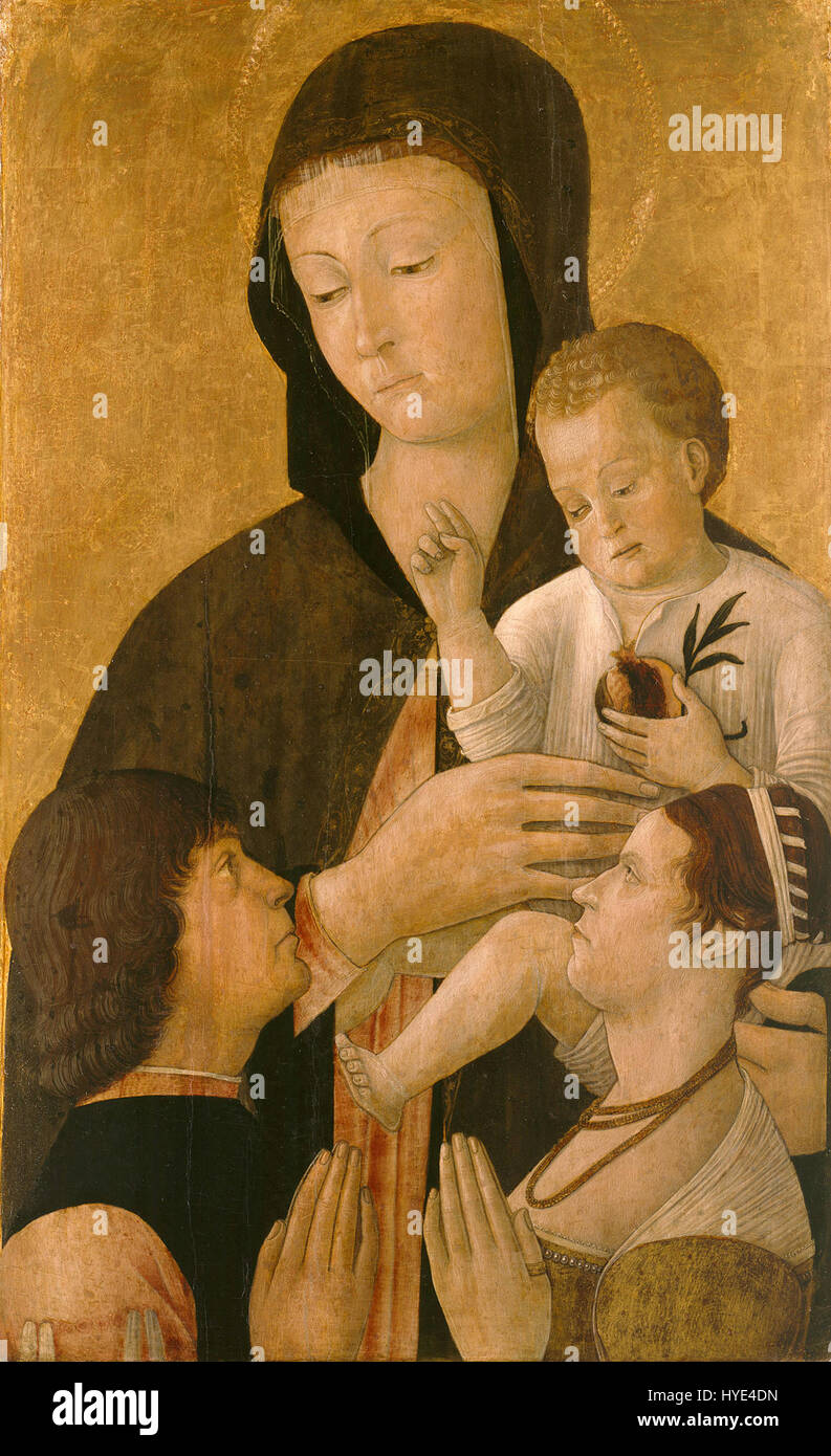 Gentile Bellini vierge à l'enfant et deux donateurs Google Art Project Banque D'Images