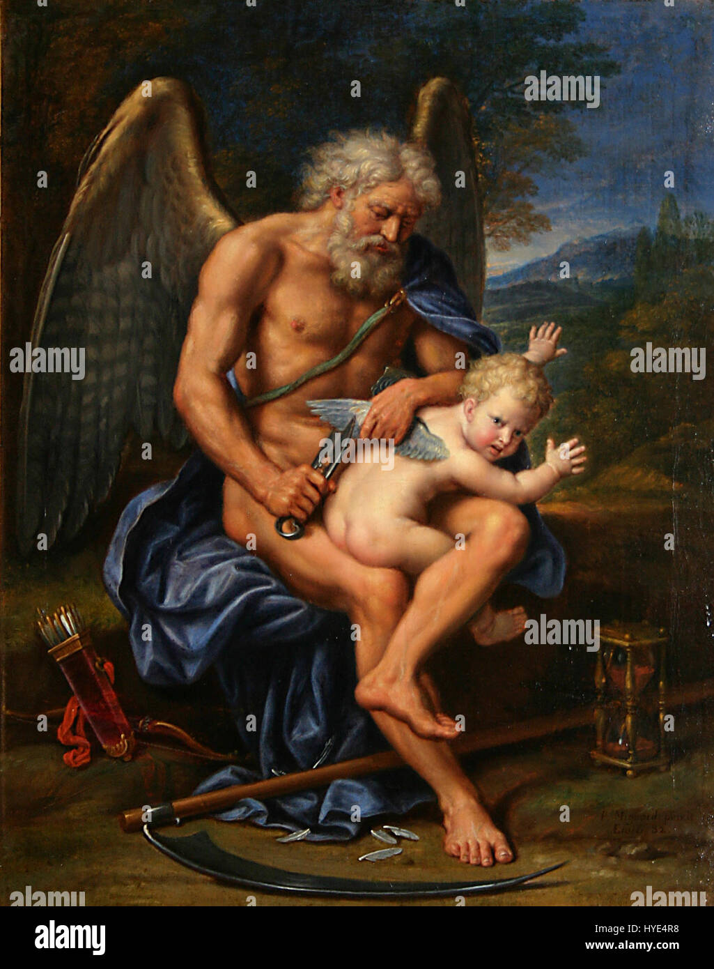 Pierre Mignard (1610) 1695 fois Clipping Cupid's Wings (1694) Banque D'Images