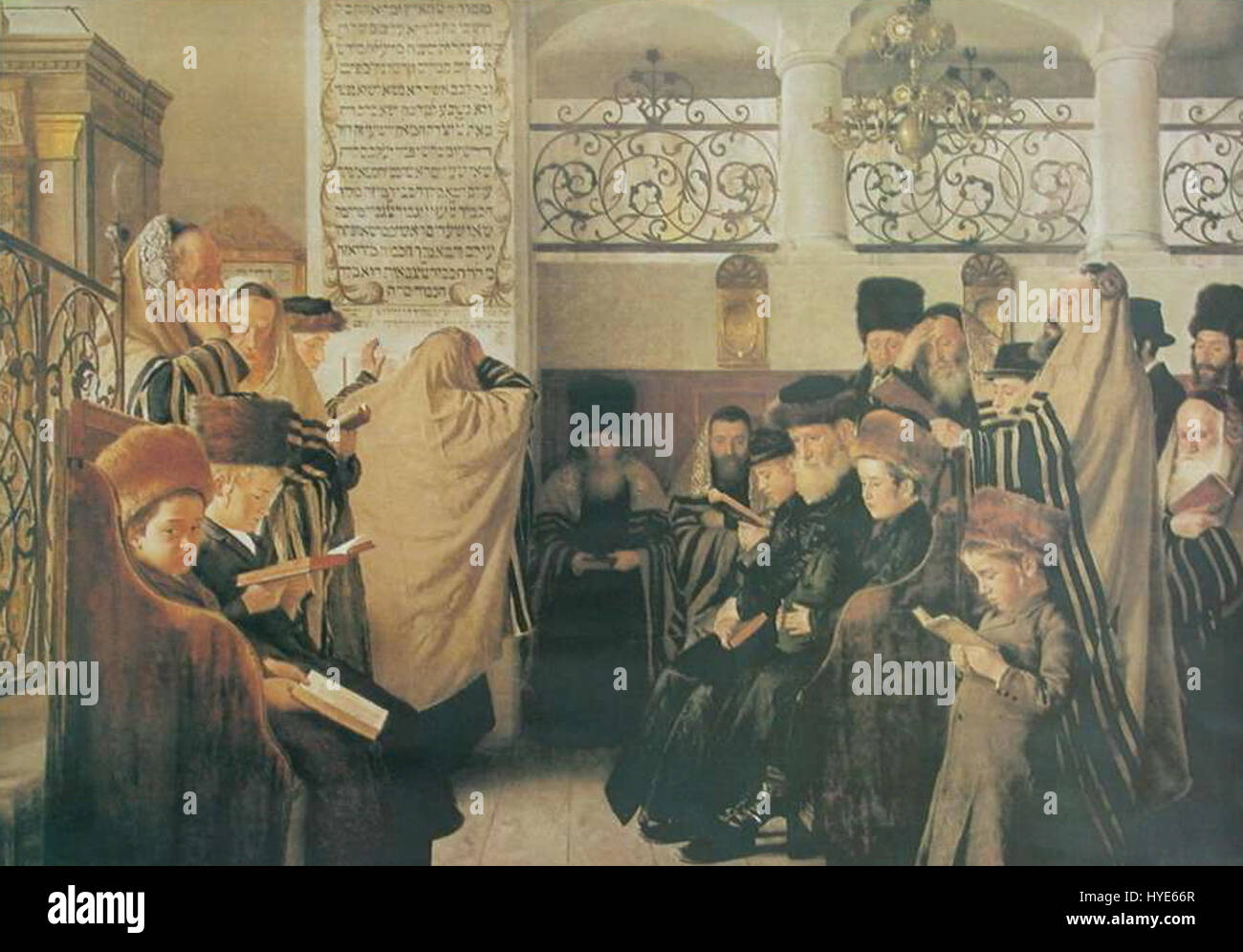 'Day of Expiation' de Kaufmann est une peinture significative représentant un moment clé dans l'observance religieuse et culturelle. Il illustre les thèmes de la repentance et du renouveau trouvés dans l'observance de Yom Kippour. Banque D'Images