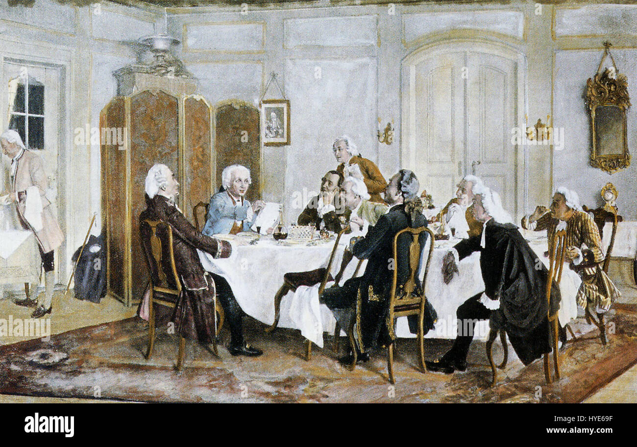 Kant et ses amis à table, une peinture d'Emil Dörstling, créée en 1892 ou 1893, représentant le philosophe allemand Immanuel Kant. Banque D'Images