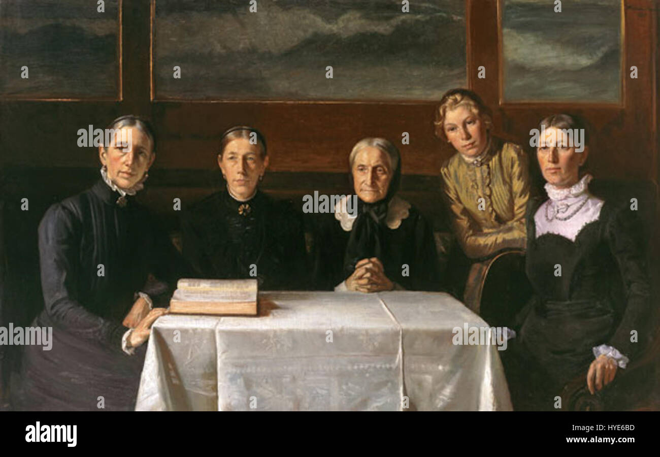 'Juledag 1900' de Michael Ancher est une représentation d'une scène du jour de Noël au Danemark, capturant un moment calme et intime. La peinture reflète le talent d'Ancher à dépeindre la lumière naturelle et la vie quotidienne, en mettant l'accent sur l'atmosphère paisible des vacances. Banque D'Images