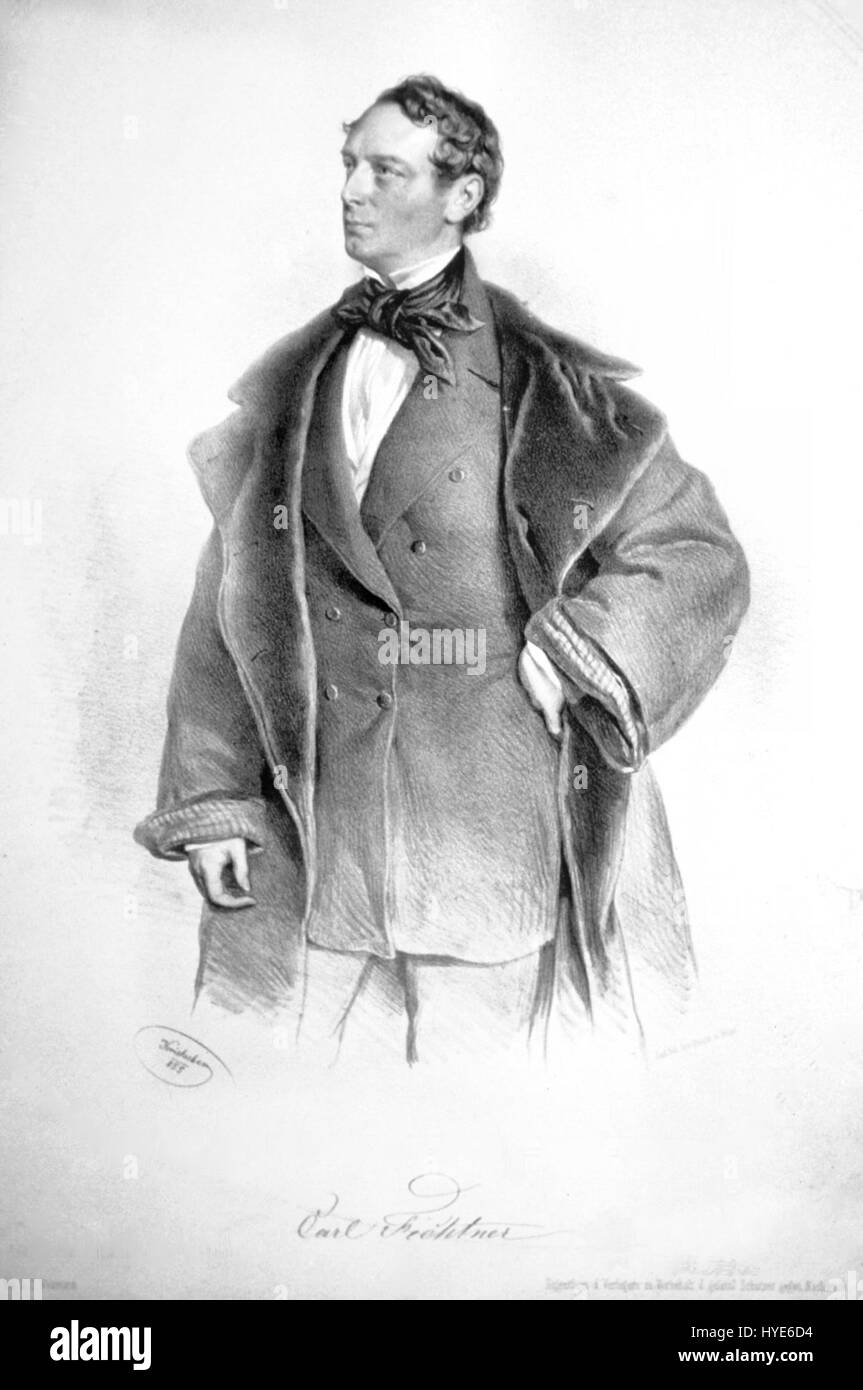*La lithographie de Karl Fichtner* de 1855 est une estampe qui met en valeur son approche détaillée du portrait. La pièce reflète la fascination du XIXe siècle pour la lithographie comme méthode de gravure. Banque D'Images