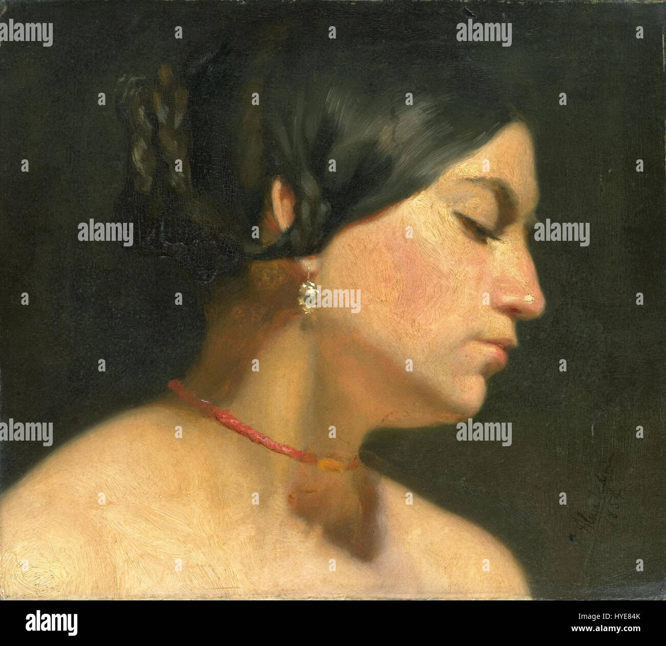 Ce tableau de 1854 de Lawrence Alma-Tadema représente Marie-Madeleine, la capturant dans un moment de contemplation. L’œuvre est connue pour ses détails fins et son influence classique, typique du style d’Alma-Tadema, mettant l’accent sur le réalisme et la précision historique. Banque D'Images