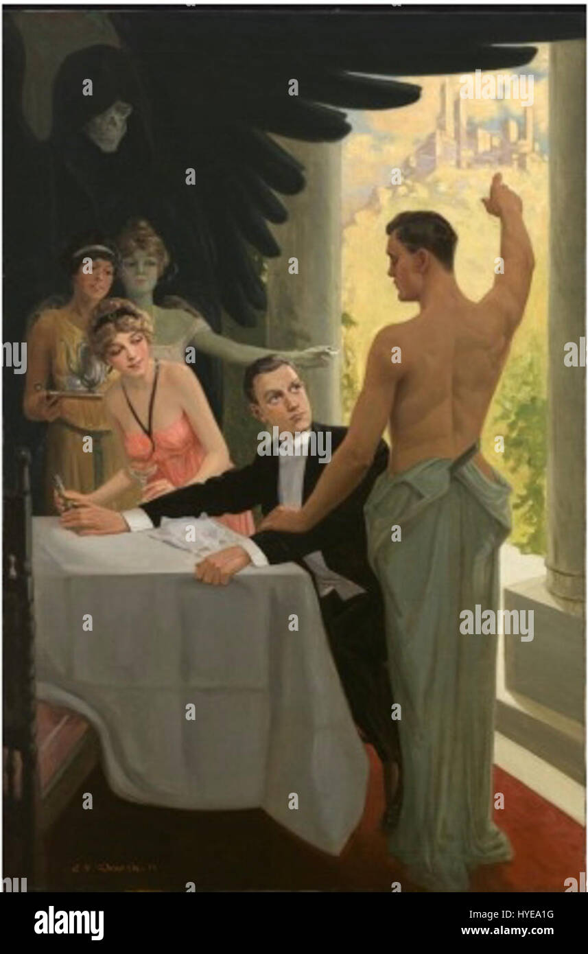 Cette œuvre met en évidence les impacts négatifs du café, de l’alcool et du tabac, les représentant comme des domestiques dangereux dans la société. L'article sert de commentaire social sur les risques pour la santé et les conséquences morales de l'indulgence dans ces substances au cours de la période. Banque D'Images