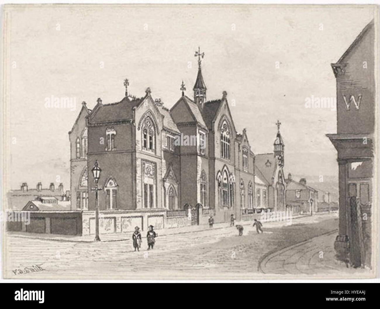 Route de l'école fontaine Conseil, construit 1875 , c.1889 Banque D'Images