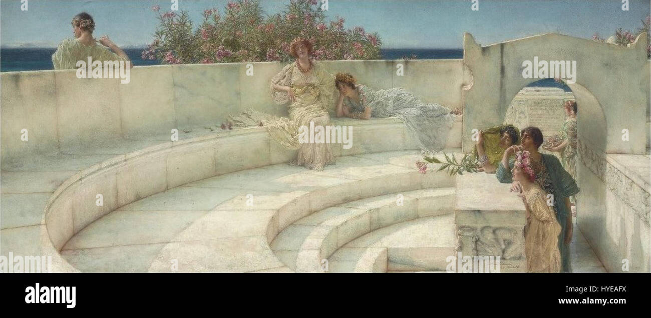 Sous le toit de l'Ionienne bleu Météo, Sir Lawrence Alma Tadema Banque D'Images