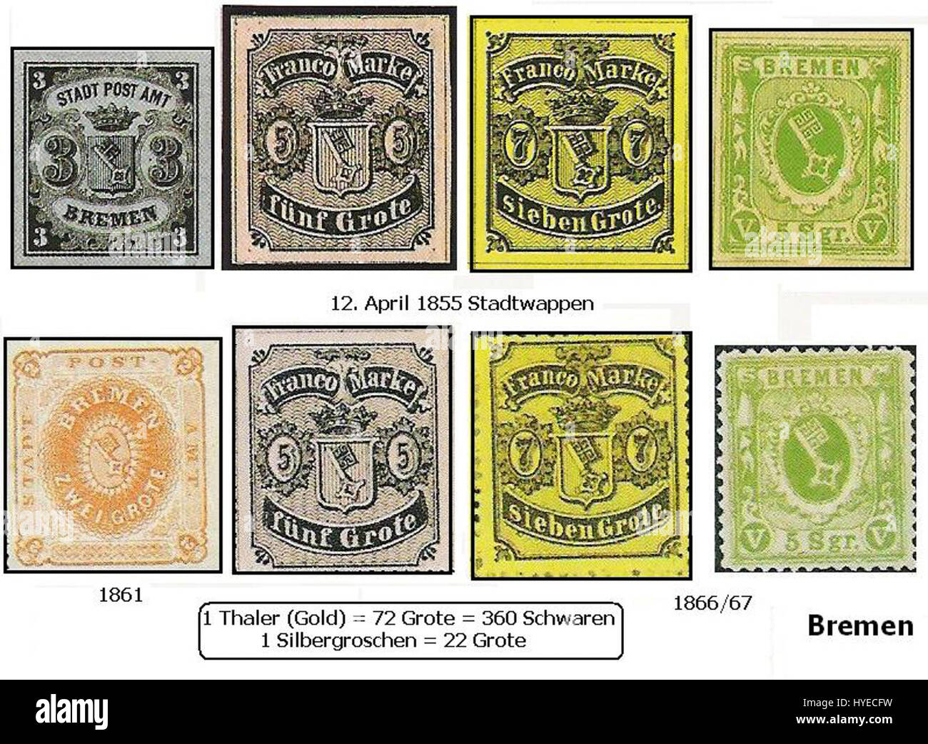 Briefmarken Brême fait référence à des timbres-poste de Brême, une ville allemande, qui font partie de l'histoire postale, mettant en valeur des dessins liés à la culture de la ville et des jalons historiques de la communication. Banque D'Images