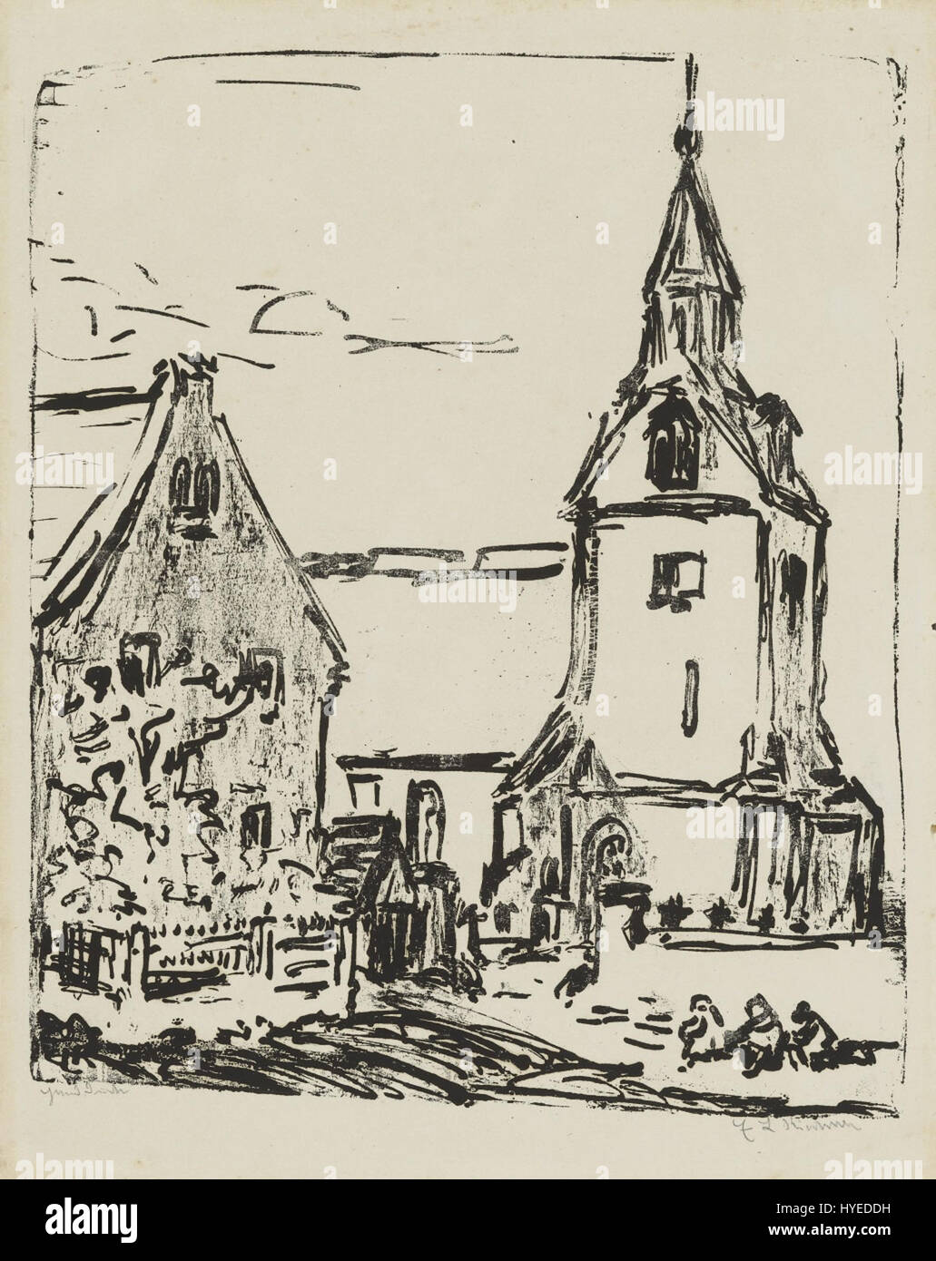 Ernst Ludwig Kirchner Kirche in Goppeln Andreaskirche (dans Neuostra) 1907 Leubnitz Banque D'Images