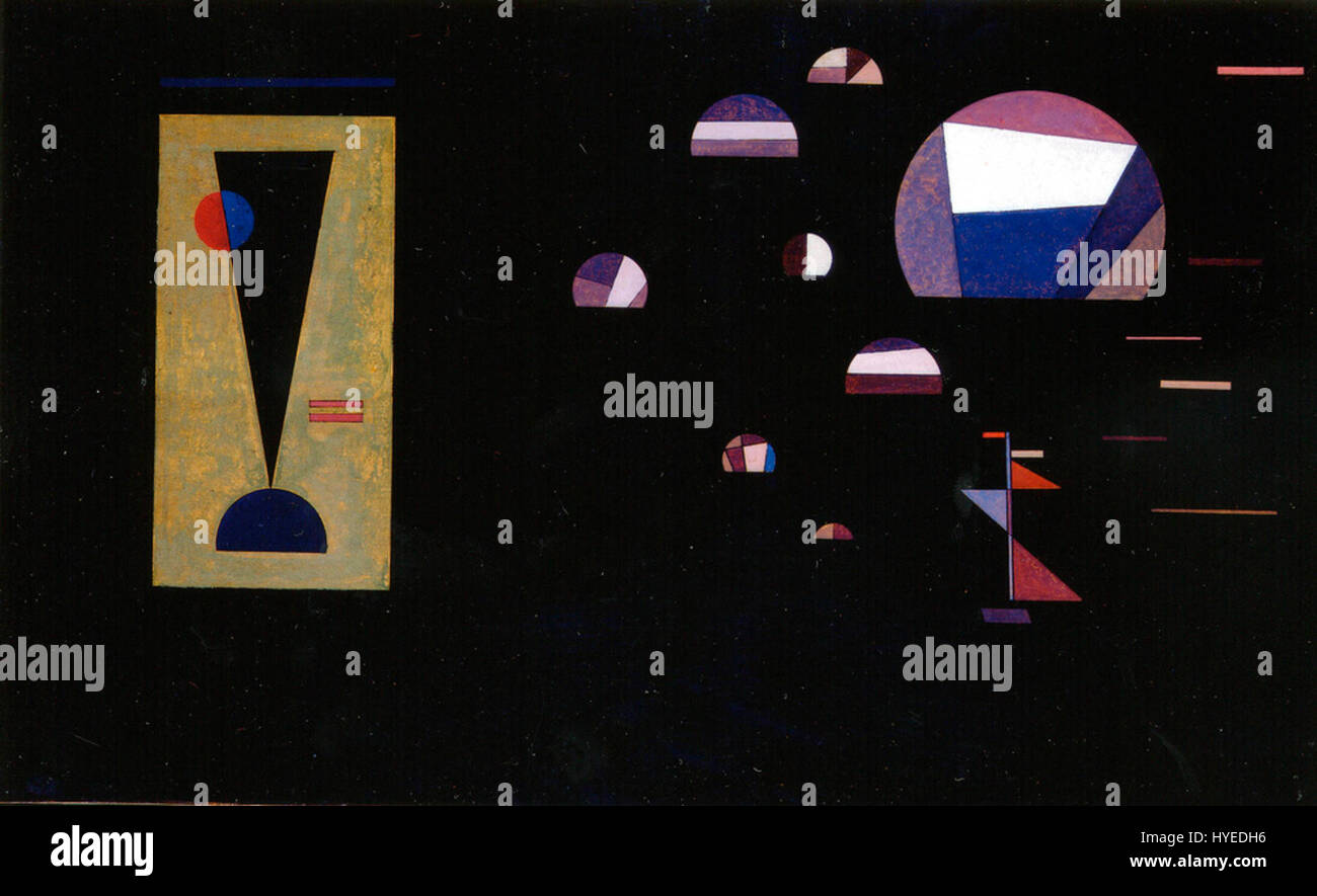 Cette œuvre de Wassily Kandinsky, intitulée 'salon de musique MAMCS', représente un dessin pour le mur gauche de la salle de musique dans un musée. Il met en valeur le style abstrait de Kandinsky, en utilisant des contrastes de couleurs audacieux et des formes géométriques pour transmettre une composition dynamique inspirée de la musique. Banque D'Images Cette œuvre de Wassily Kandinsky, intitulée 'salon de musique MAMCS', représente un dessin pour le mur gauche de la salle de musique dans un musée. Il met en valeur le style abstrait de Kandinsky, en utilisant des contrastes de couleurs audacieux et des formes géométriques pour transmettre une composition dynamique inspirée de la musique. Banque D'Images