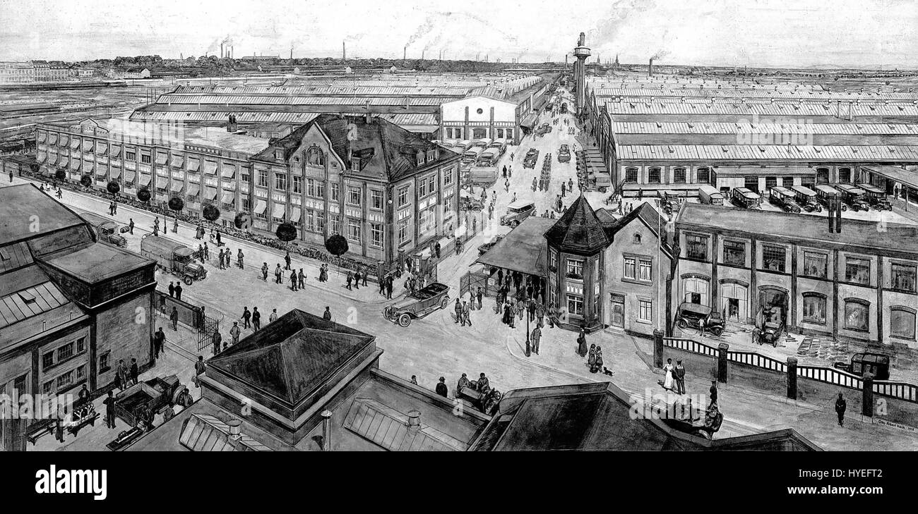 Le Benz Werk de Mannheim Waldhof fut le site de la première usine automobile de Karl Benz. Cet emplacement historique a joué un rôle central dans le développement précoce de l'industrie automobile, marquant le début du transport motorisé. Banque D'Images