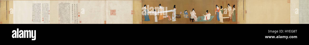 Zhang Xuan était un artiste chinois de premier plan pendant la dynastie Song, créant des représentations raffinées et gracieuses de la vie de cour et de la nature, en particulier à travers ses œuvres sous le règne de l'empereur Huizong. Banque D'Images