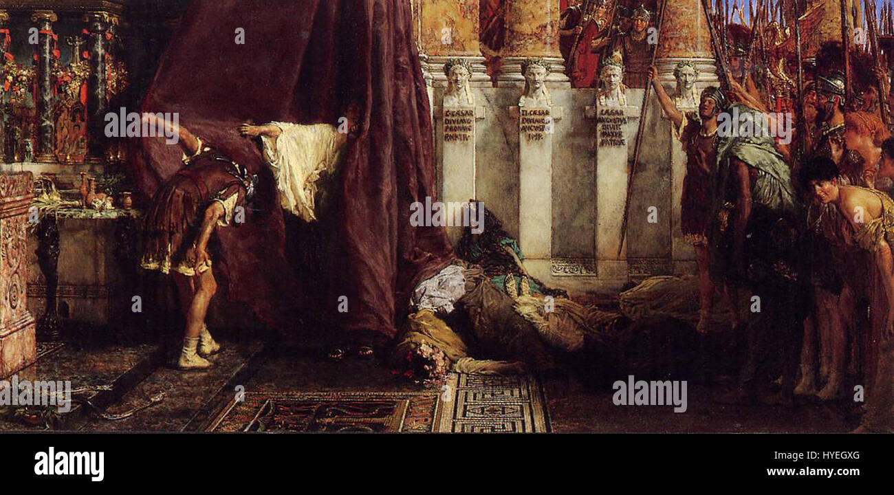 La peinture de Lawrence Alma-Tadema de 1906 reflète son intérêt pour l'antiquité classique, représentant une scène de loisirs romains. Connu pour ses détails méticuleux, le travail d’Alma-Tadema capture la grandeur du monde antique en mettant l’accent sur l’architecture, les figures humaines et les environnements opulents. Banque D'Images