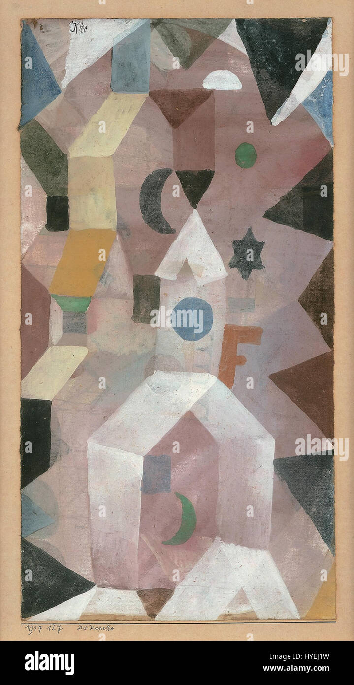 'Die Kapelle' (la chapelle) est une peinture de 1917 de l'artiste suisse-allemand Paul Klee, mettant en vedette des formes abstraites et des couleurs vibrantes caractéristiques du style de Klee. Banque D'Images