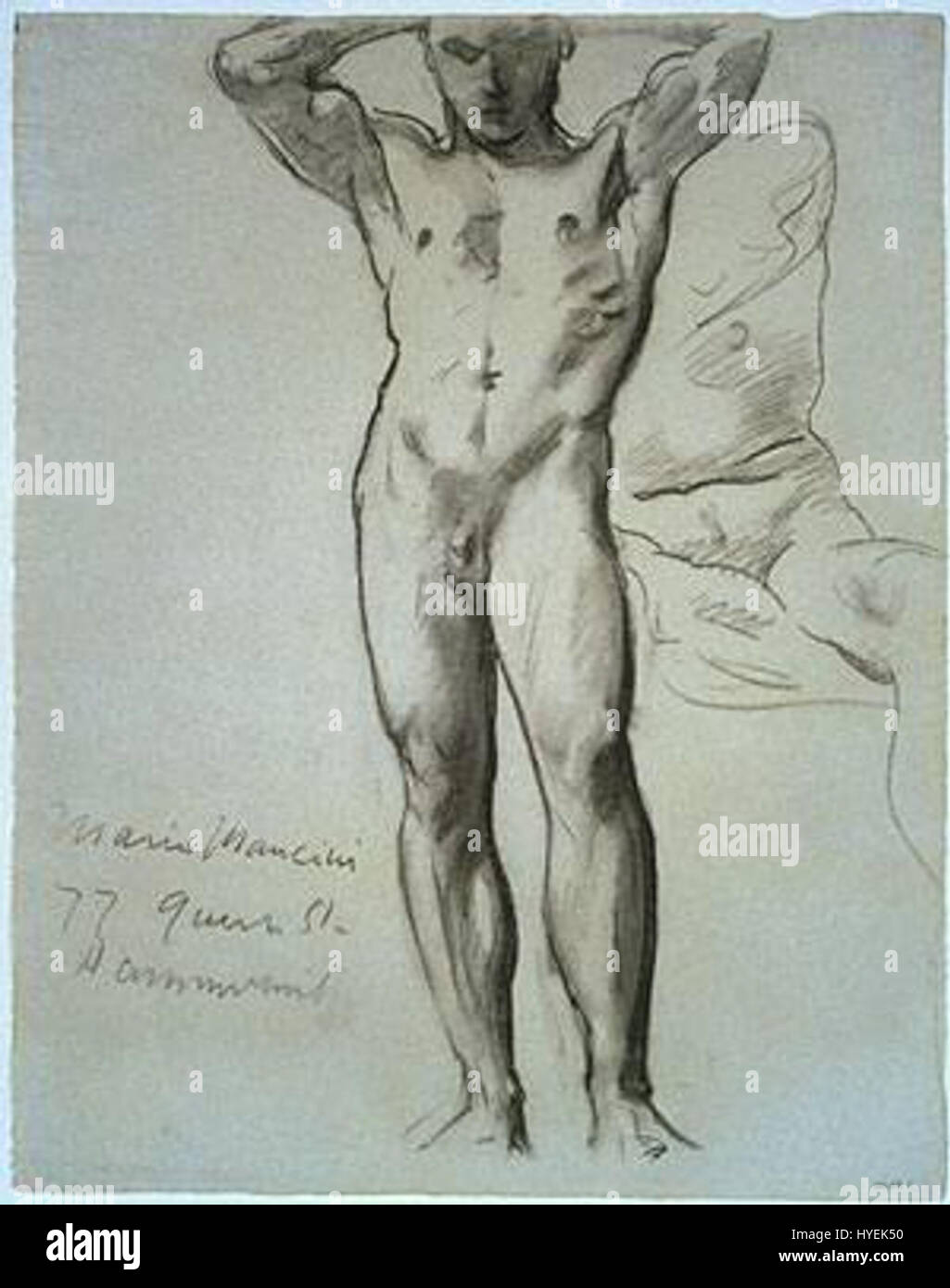 Le portrait de Mario Mancini par John Singer Sargent (1856-1925) capture l’acteur italien avec élégance et grâce. La peinture reflète la maîtrise du portrait par Sargent, soulignant sa capacité à représenter la personnalité et le caractère. Banque D'Images