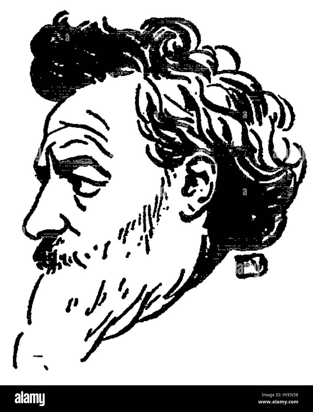 William Morris de Félix Vallotton est un portrait du designer et artiste textile britannique, connu pour son rôle dans le mouvement Arts and Crafts. Le portrait de Vallotton souligne la présence intellectuelle et artistique de Morris, en utilisant des contrastes audacieux et une palette de couleurs raffinée. Banque D'Images