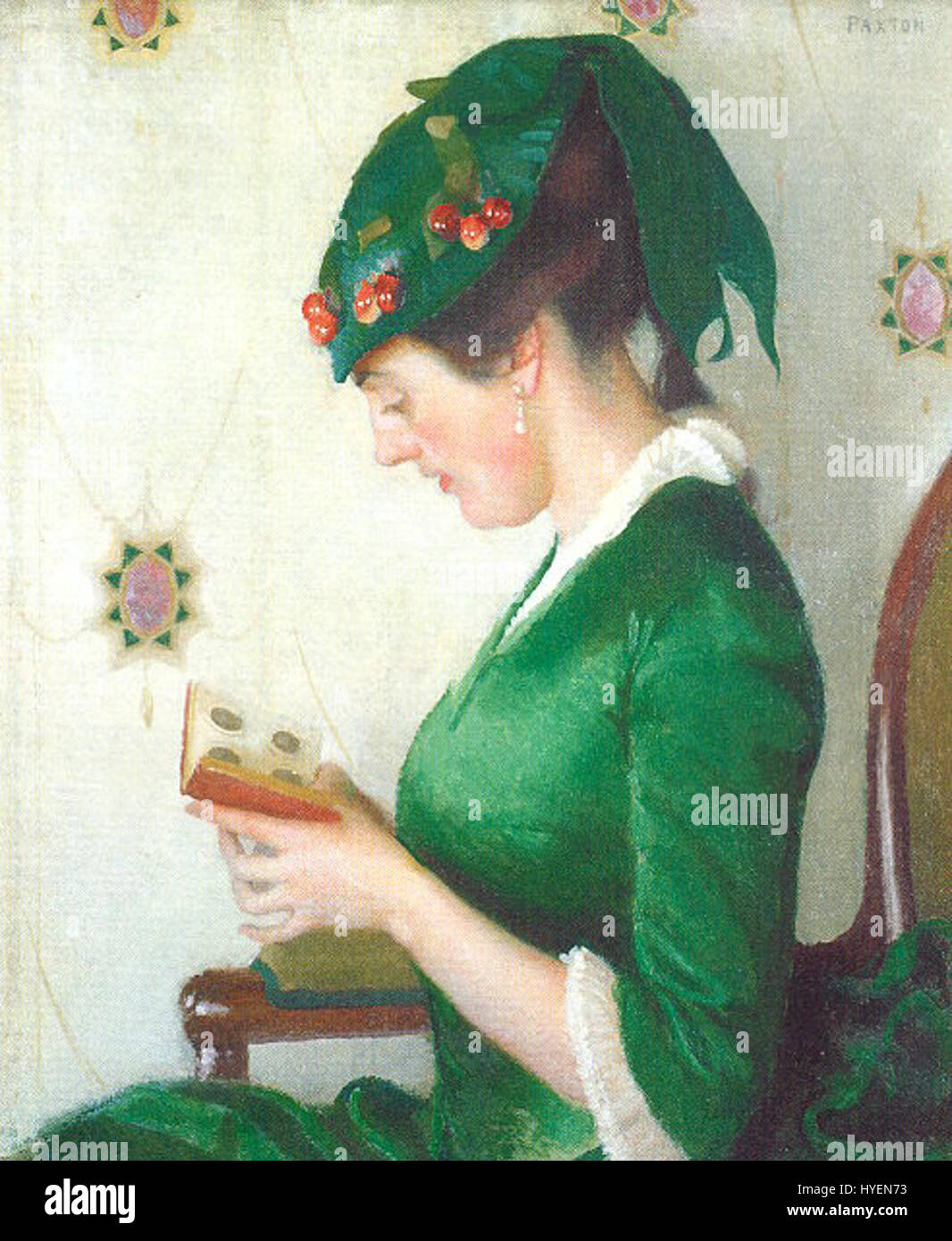 William Paxton était un artiste américain renommé pour sa représentation réaliste de scènes domestiques et extérieures. Ses œuvres soulignent souvent la beauté tranquille de la vie quotidienne avec une attention méticuleuse à la lumière et à la texture. Banque D'Images