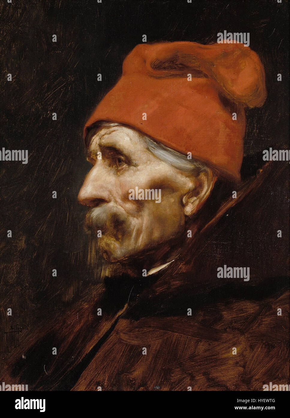Ce portrait de Nikolaos Gyzis, intitulé « vieil homme portant un fès rouge », capture le sujet avec précision et précision et met l'accent sur le caractère. Gyzis dépeint l'homme âgé en tenue traditionnelle, en mettant l'accent sur le contexte culturel et historique de son époque. Banque D'Images