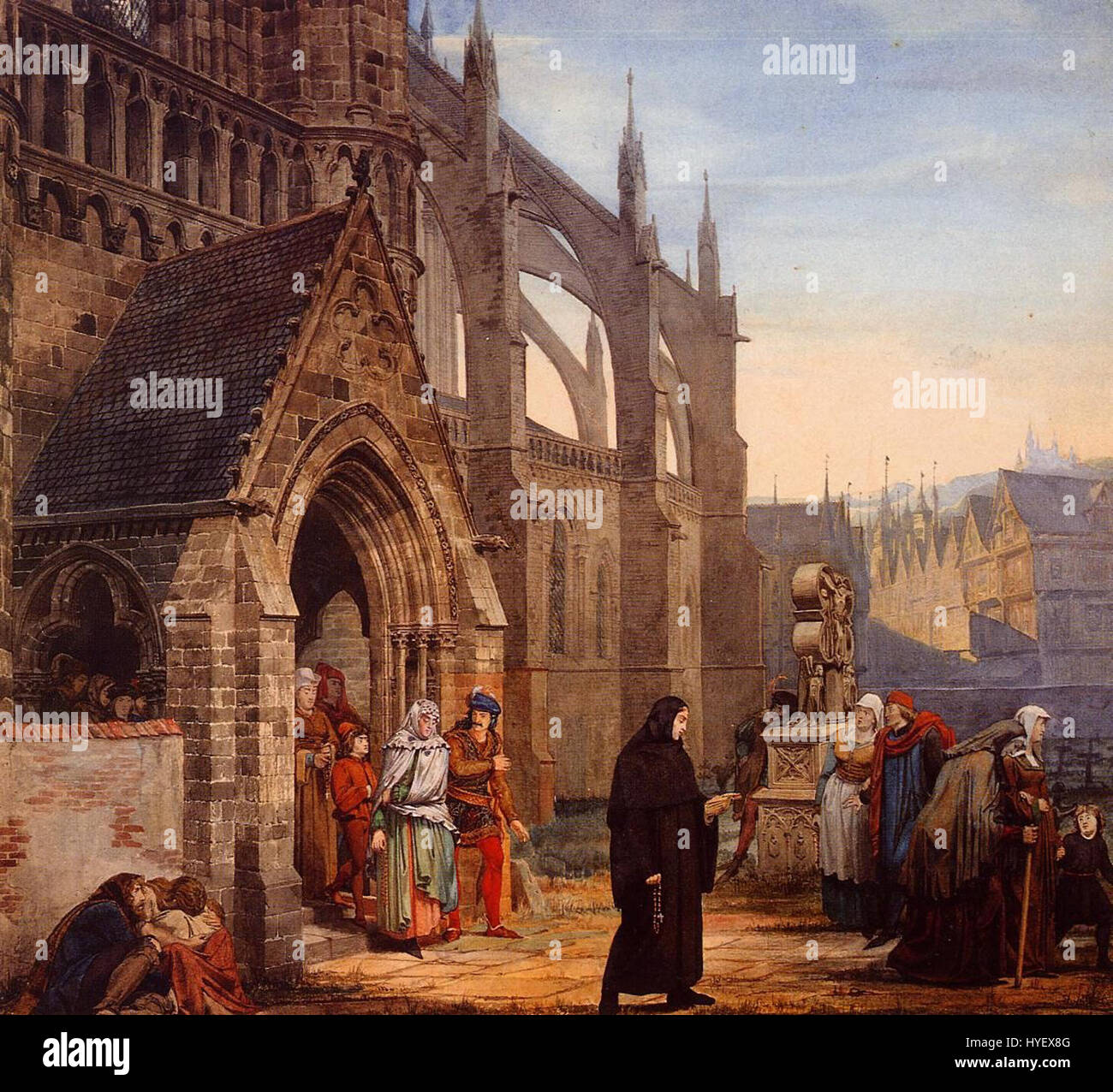 « Faust et Marguerite » de Lawrence Alma Tadema dépeint un moment dramatique de la légende allemande de Faust. La peinture capture la relation tendre entre Faust et Marguerite avec un détail méticuleux. Banque D'Images