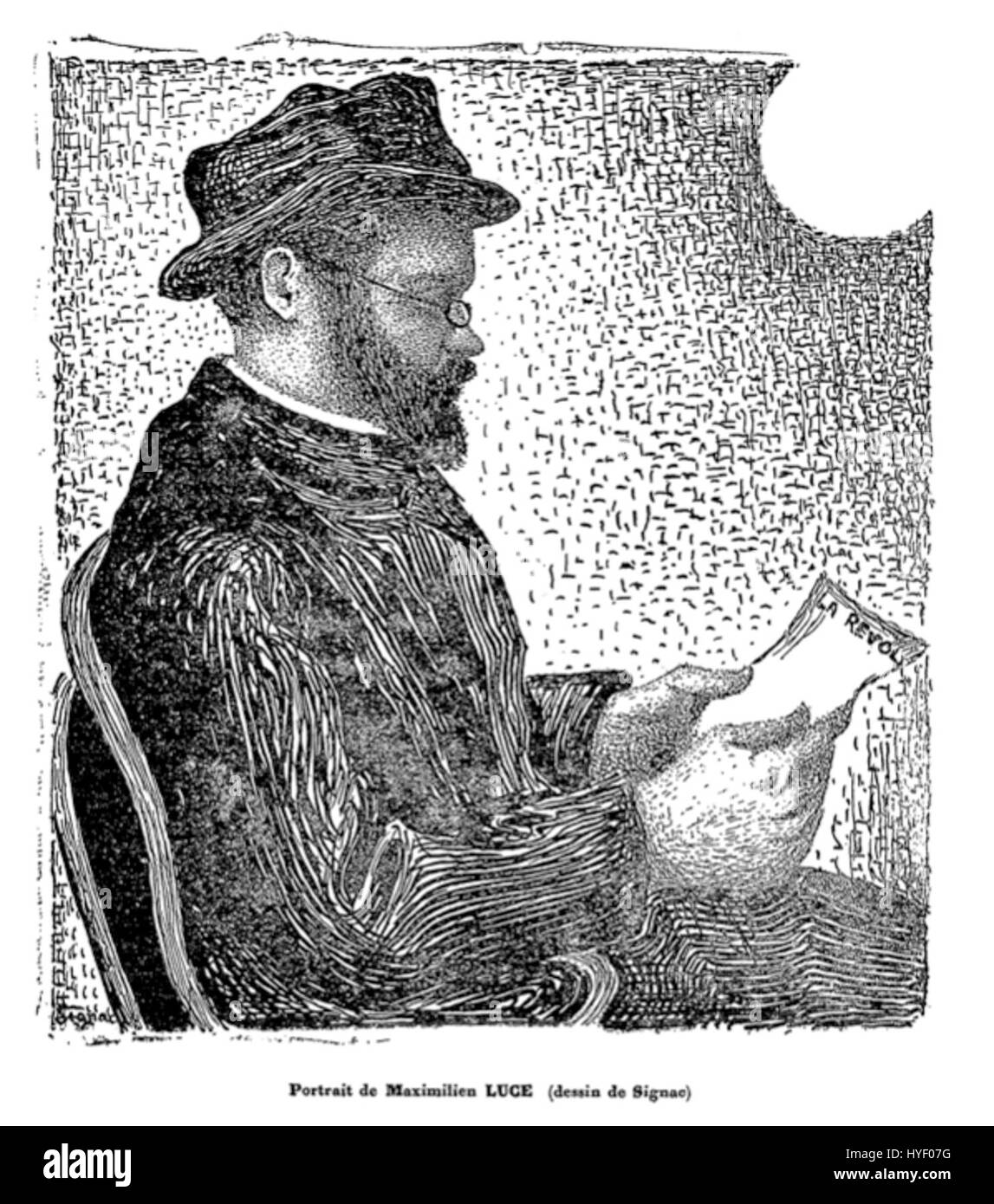 Le portrait de Maximilien Luce est une œuvre qui met en valeur l’influence artistique du post-impressionnisme. Luce était connu pour son utilisation éclatante de la couleur et du pinceau, reflétant l'intensité émotionnelle de ses sujets. Banque D'Images