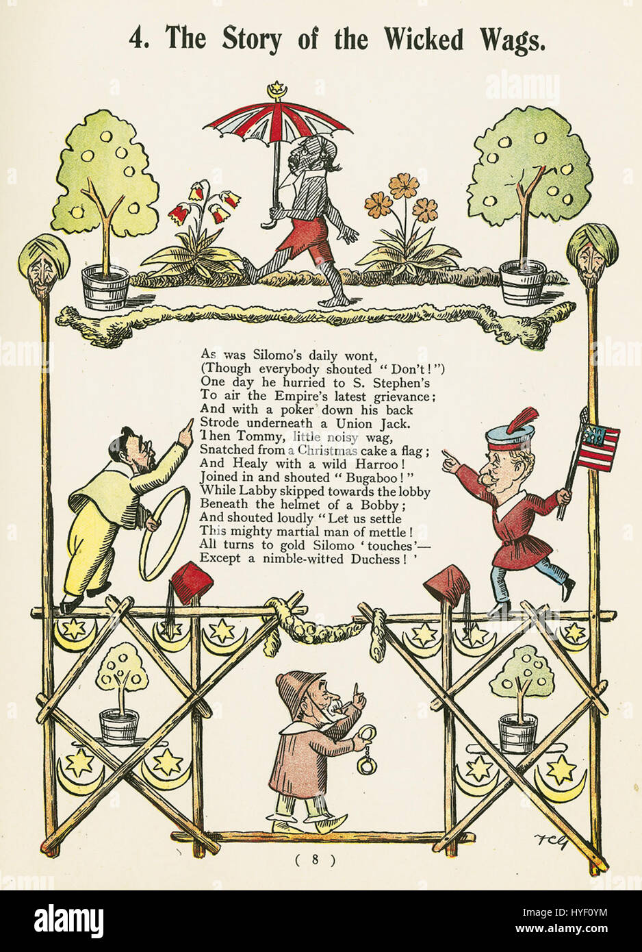 "Struwwelpeter politique" de 1899 est une interprétation satirique du célèbre livre allemand pour enfants, "Struwwelpeter". Cette version utilise les personnages pour commenter des questions politiques, en mettant l'accent sur l'humour et les leçons morales. Banque D'Images