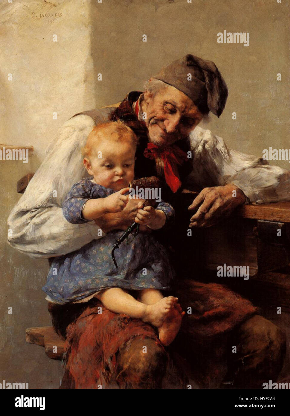 « Le favori » de Georgios Iakovidis est un portrait qui représente une jeune femme en tenue grecque traditionnelle. La pièce capture le patrimoine culturel et la mode historique de la Grèce de la fin du XIXe siècle. Banque D'Images