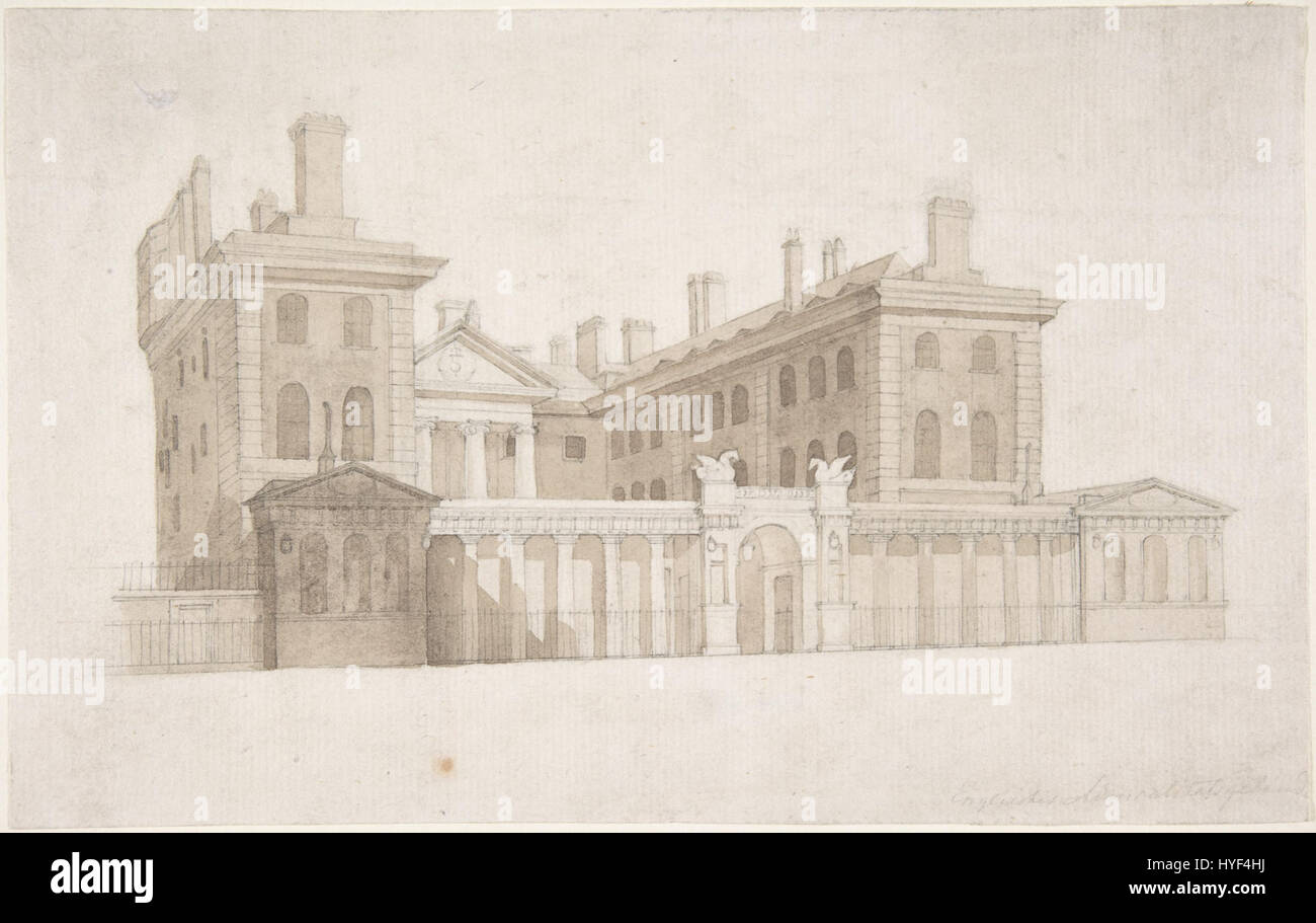 *The Old Admiralty in London* de Carl Gustav Carus représente le bâtiment naval historique, mettant en valeur la grandeur de l'architecture du XIXe siècle et son importance pour l'histoire navale britannique. Banque D'Images