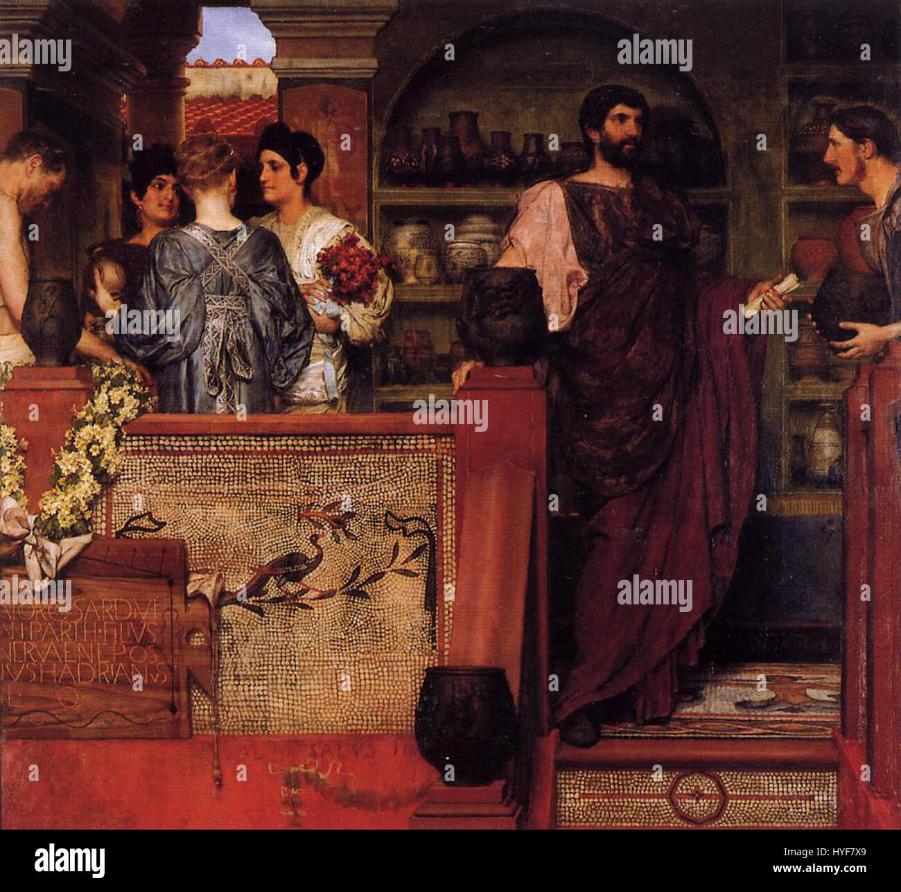 Cette pièce de Lawrence Alma Tadema met en valeur son style classique signature, connu pour ses détails méticuleux et l'utilisation de la couleur. L’œuvre présente probablement des thèmes de la Rome antique ou de la Grèce, reflétant l’intérêt de Tadema pour l’antiquité classique et sa capacité à évoquer la grandeur de ces civilisations à travers des multiples Banque D'Images