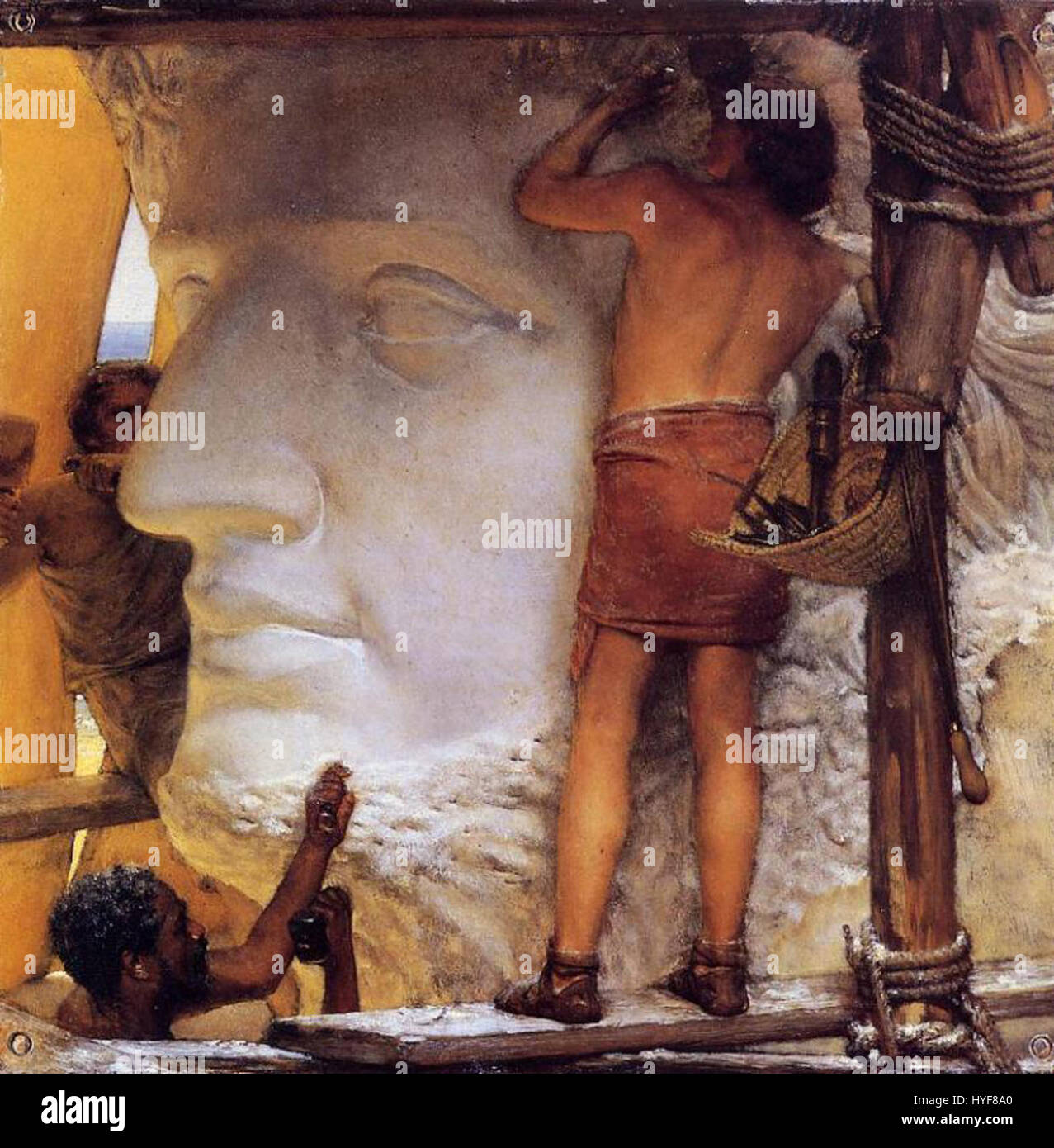 Lawrence Alma-Tadema, réputé pour ses représentations de la vie romaine antique, combinait souvent précision historique avec sensualité et opulence. Ses œuvres dépeignent des scènes élaborées avec des détails exquis de l'antiquité classique. Banque D'Images