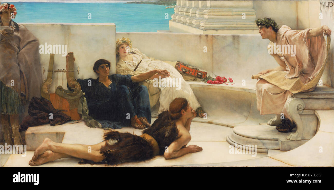 Sir Lawrence Alma Tadema, anglais (né Pays-bas) une lecture d'Homère Google Art Project Banque D'Images