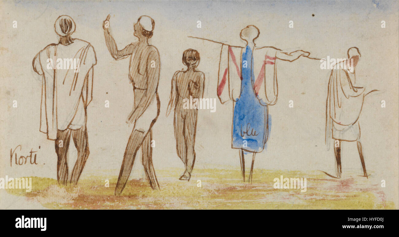 Korti d'Edward Lear est un dessin qui reflète son style caractéristique de paysages vifs, souvent fantaisistes, mêlant détails fins et éléments imaginatifs dans sa représentation de la nature. Banque D'Images