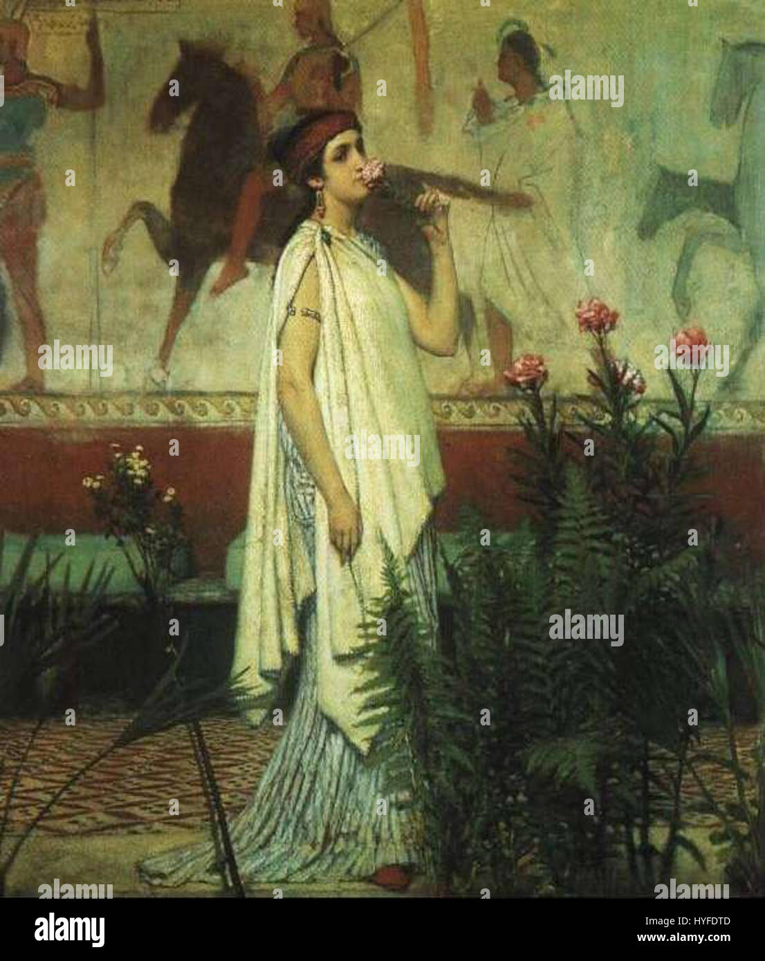 Lawrence Alma-Tadema, artiste britannique renommé du XIXe siècle, est connu pour ses représentations de sujets classiques. Cette peinture particulière illustre son habileté à dépeindre des scènes historiques avec précision et couleurs vives. Banque D'Images