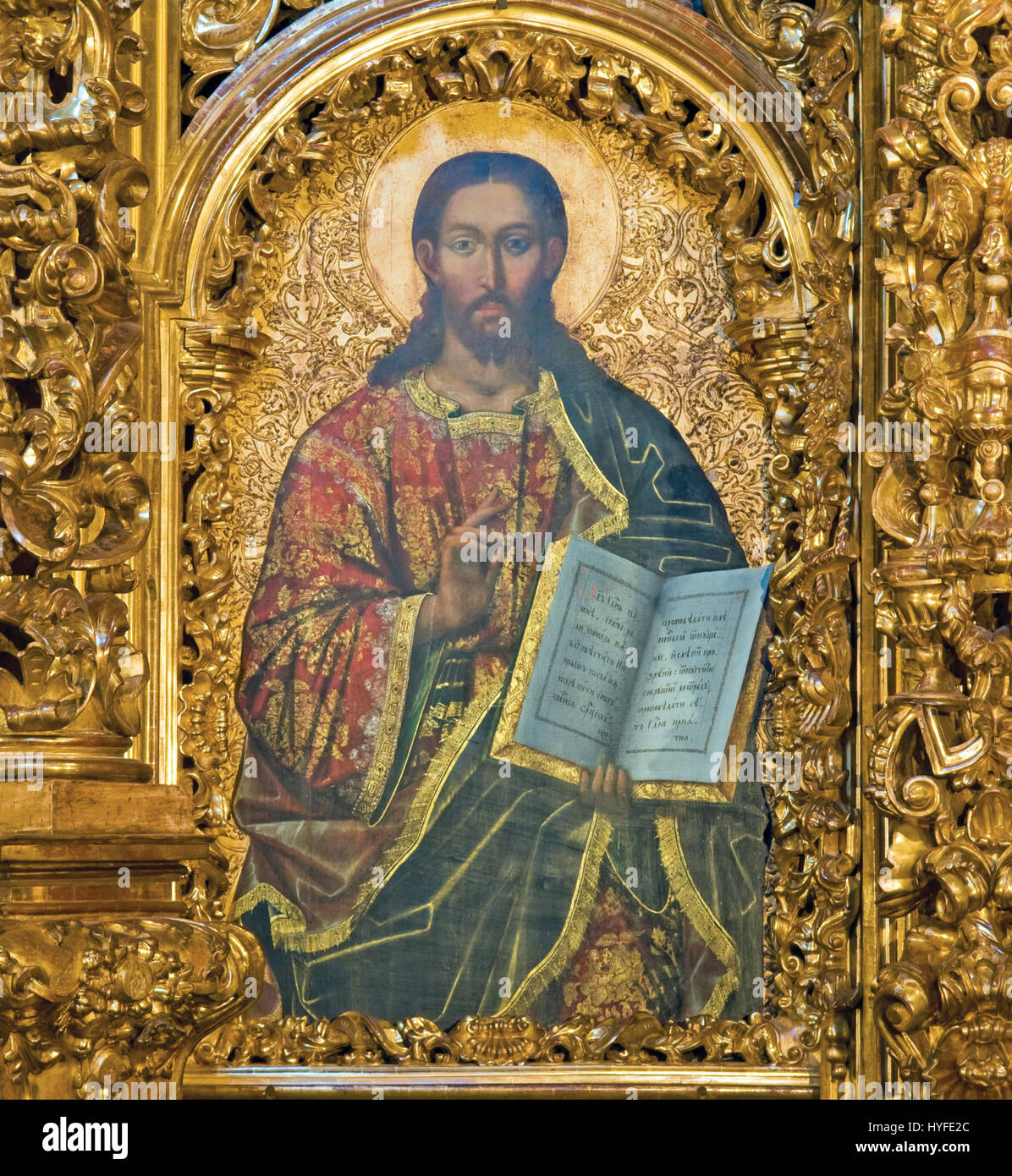 Jésus-Christ est la figure centrale du christianisme, considéré comme le fils de Dieu et le sauveur de l'humanité. Ses enseignements, sa crucifixion et sa résurrection sont à la base de la foi chrétienne et de la théologie. Banque D'Images