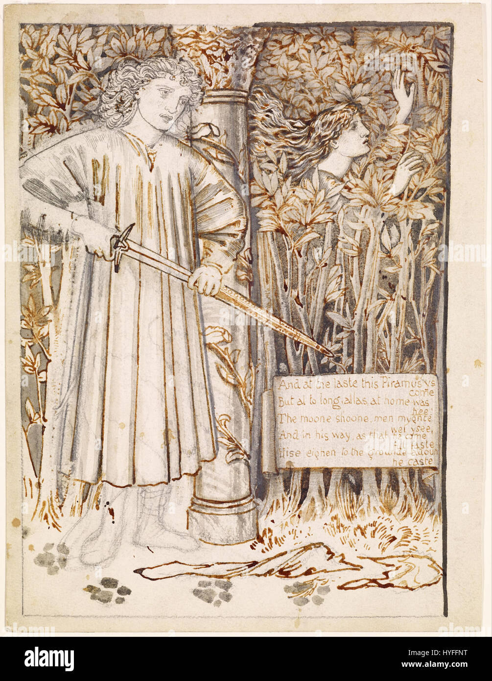 Edward Burne Jones Pyramus et Thisbe Pyramus tire son épée pour tuer lui-même Google Art Project Banque D'Images
