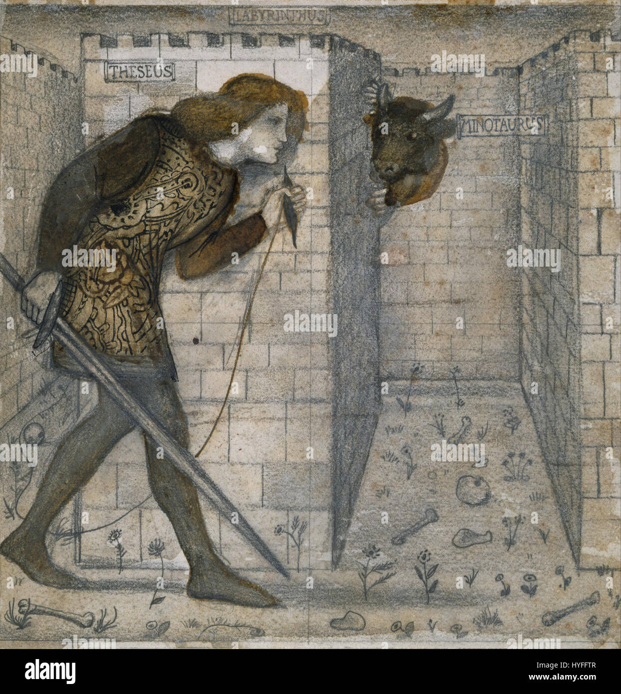 Edward Burne Jones Design Carreaux Thésée et le Minotaure dans le labyrinthe Google Art Project Banque D'Images