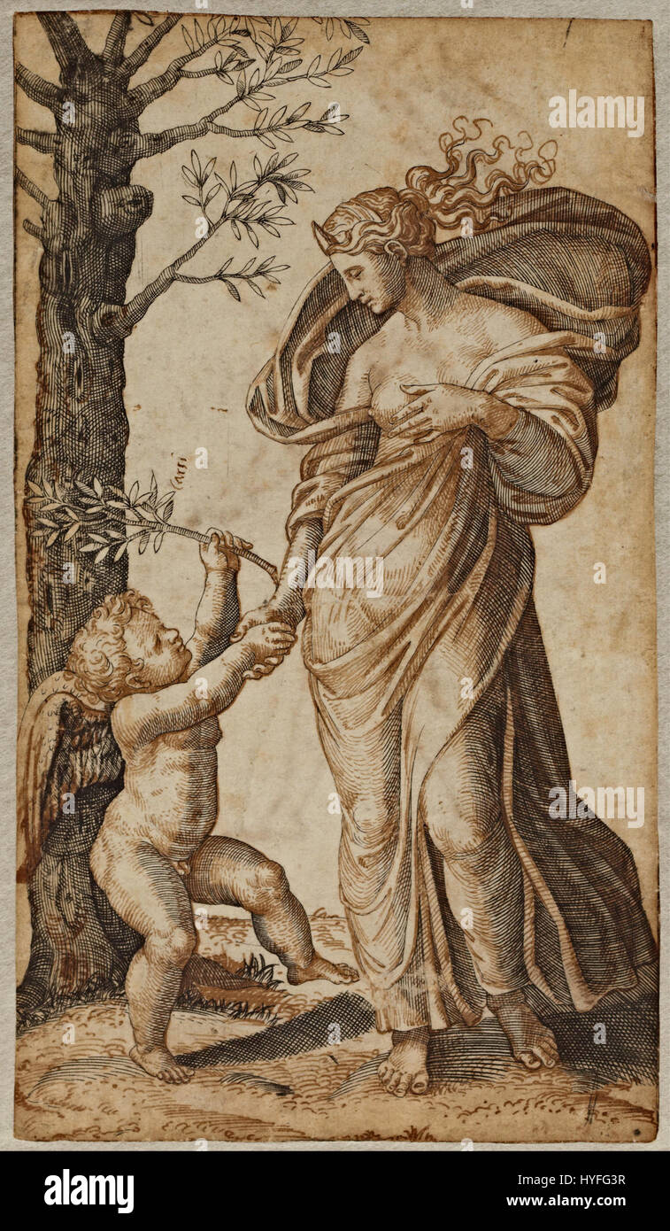 Marcantonio Raimondi La réconciliation de Minerve et de Cupidon Google Art Project Banque D'Images