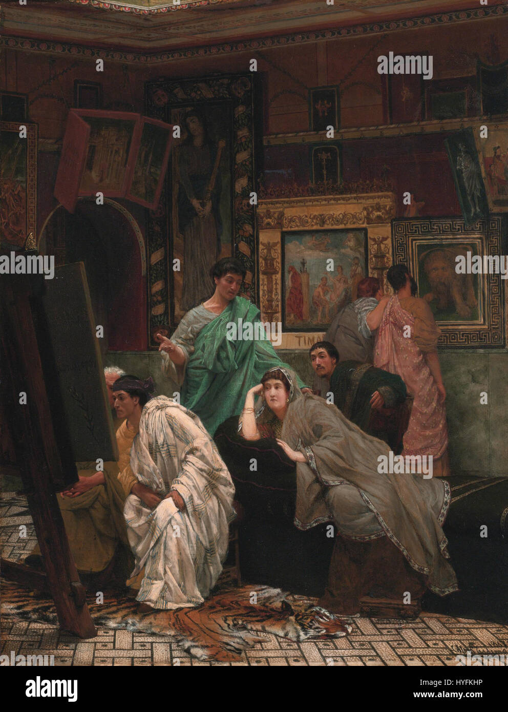 Lawrence Alma Tadema, « une collection d'images à l'époque d'Auguste », dépeint de manière éclatante la vie dans la Rome antique sous le règne de l'empereur Auguste. La scène capture la grandeur et la richesse culturelle de l'Empire romain. Banque D'Images