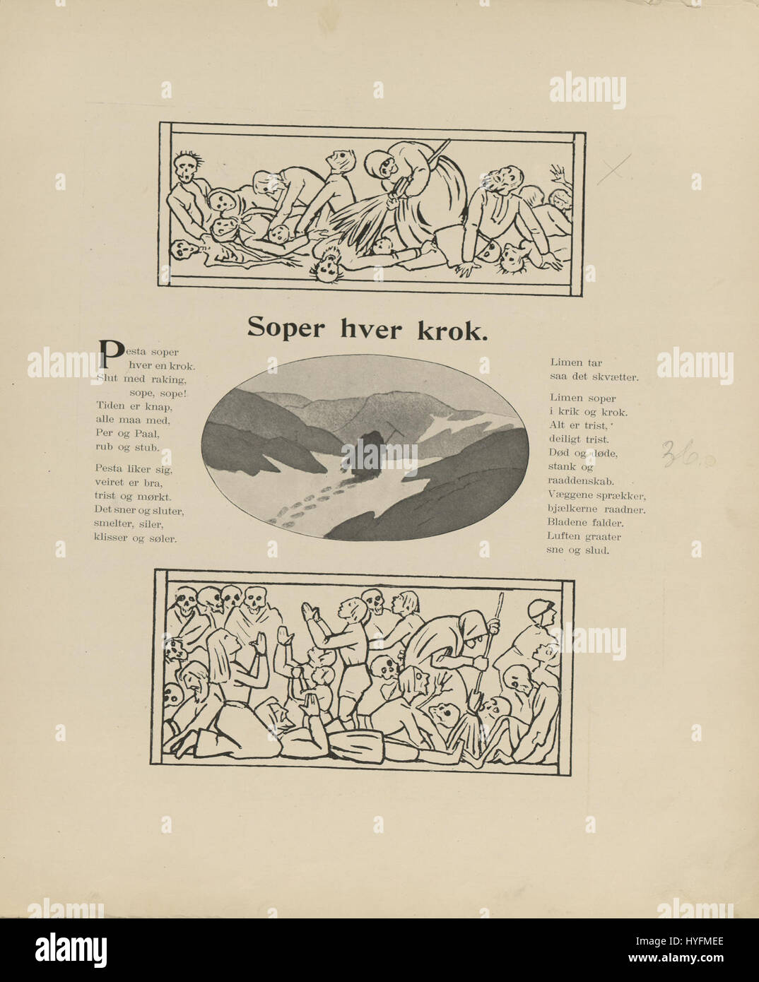 Svartedauen (la peste noire) était un fléau dévastateur qui a balayé l'Europe au XIVe siècle. Cette source, tirée d’archives numériques norvégiennes, fournit un aperçu historique de l’impact de l’épidémie sur la Norvège et l’Europe. Il aborde les conséquences sociales et culturelles, ainsi que la propagation rapide de la maladie, qui a entraîné des pertes de vie importantes et des changements majeurs dans la société. Banque D'Images